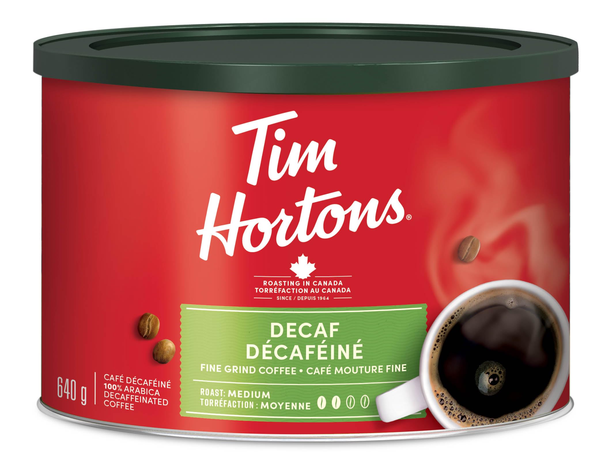 [1 Can] Tim Horton's Decaf, Ground Coffee, 640g