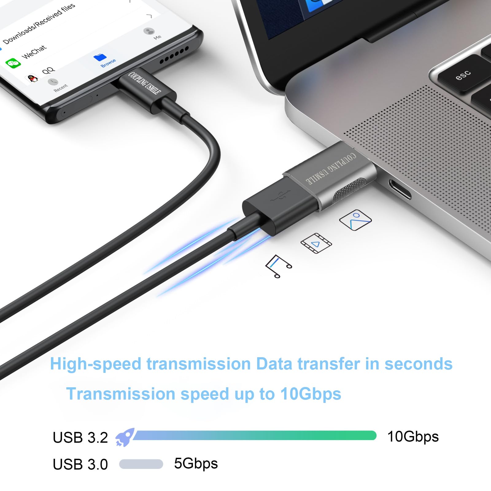 [2 / 4 PCS] USB C to USB Adapter, OTG Cable