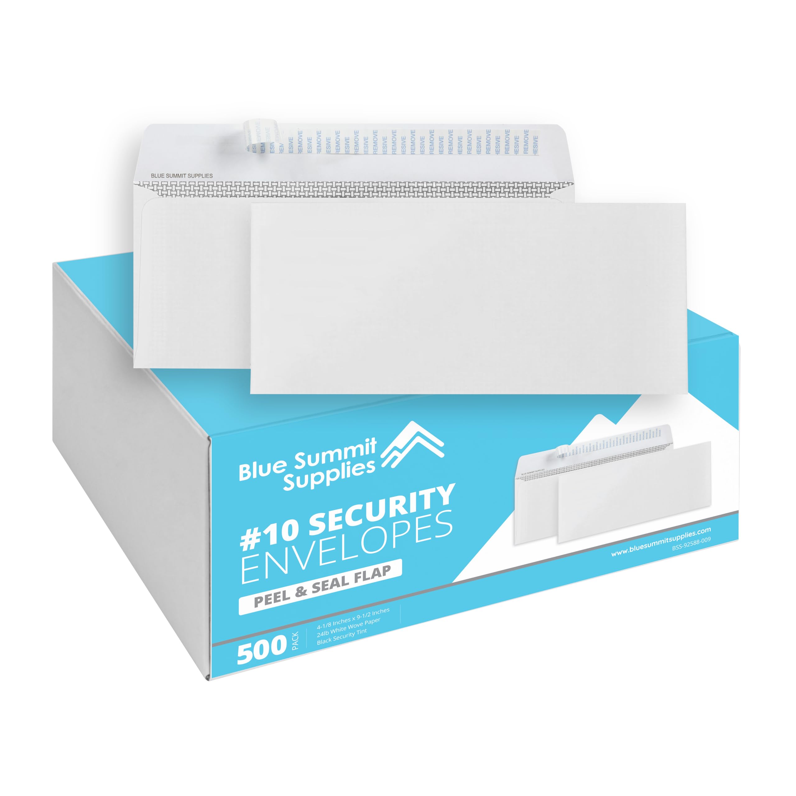 [500 Pack] #10 Windowless Security Envelopes Self Sea - 4-1/8 Inch x 9 ½ Inch - Envelopes Letter Size for Mailing