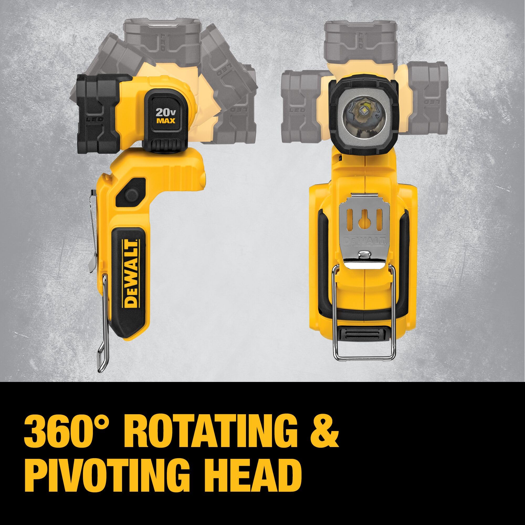 DEWALT 20V MAX LED Work Light, Magnetic, Freestanding and Clip-On, Bare Tool Only (DCL044)