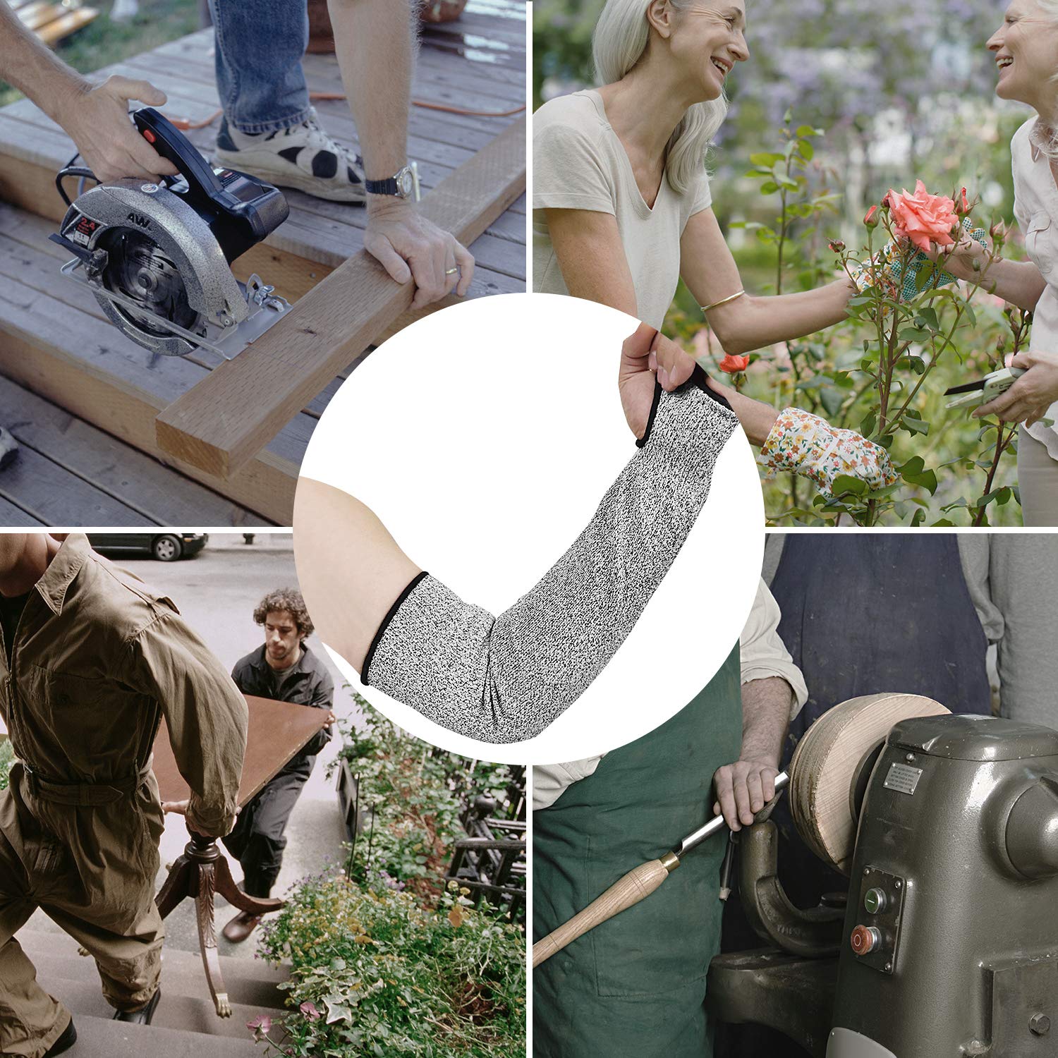 [1 Pair / 2 Pairs] Cut Resistant Sleeves, Level 5 Arm Protection Sleeves with Thumb Hole