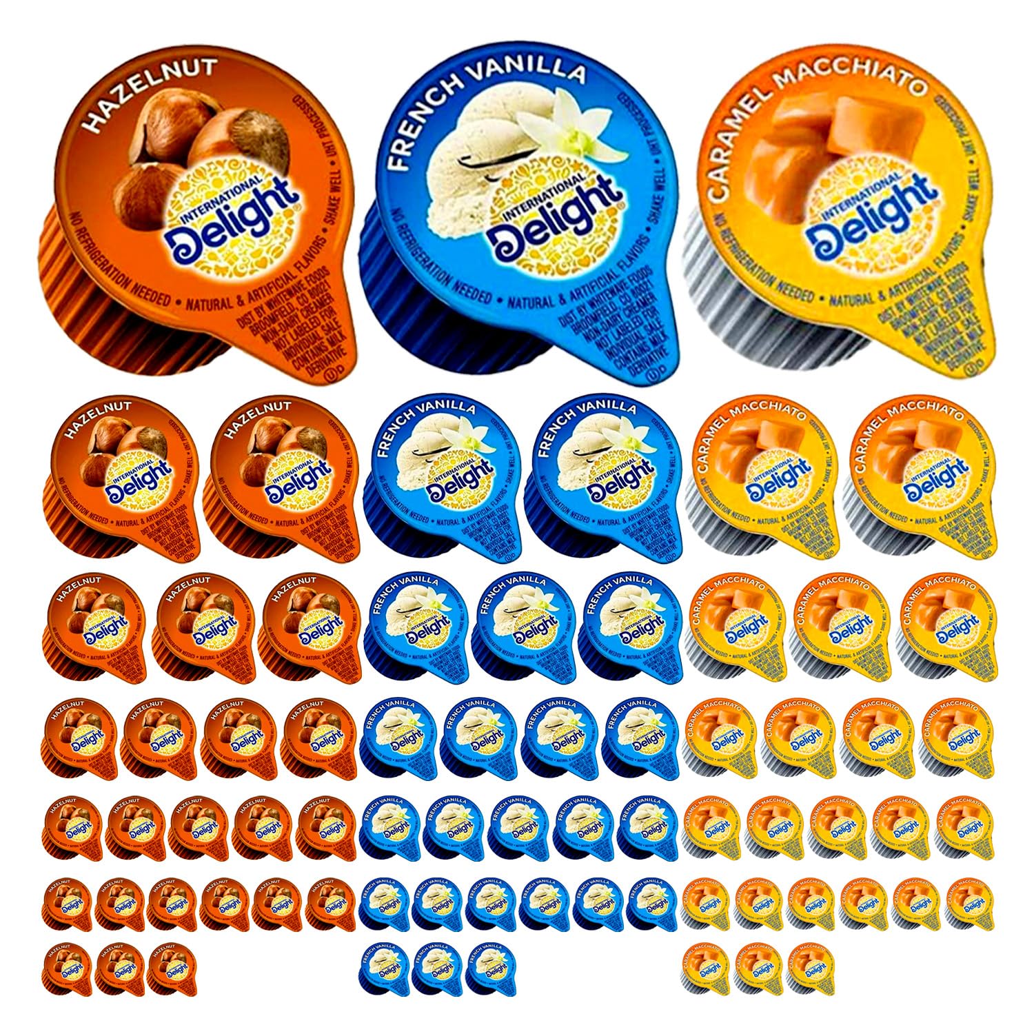 [72 Packs] Delight Coffee Creamers Liquid, Non-Dairy Creamer, Variety Pack
