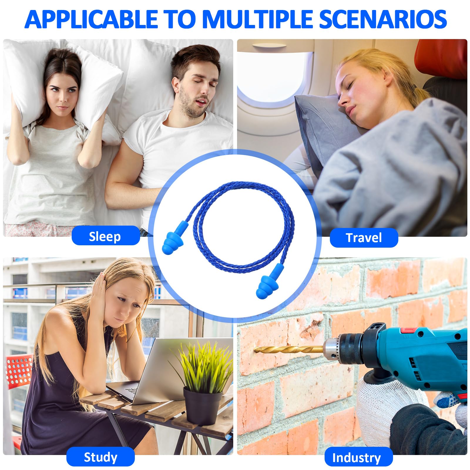 [200 Pairs] Corded Ear Plugs Individually Wrapped, Reusable