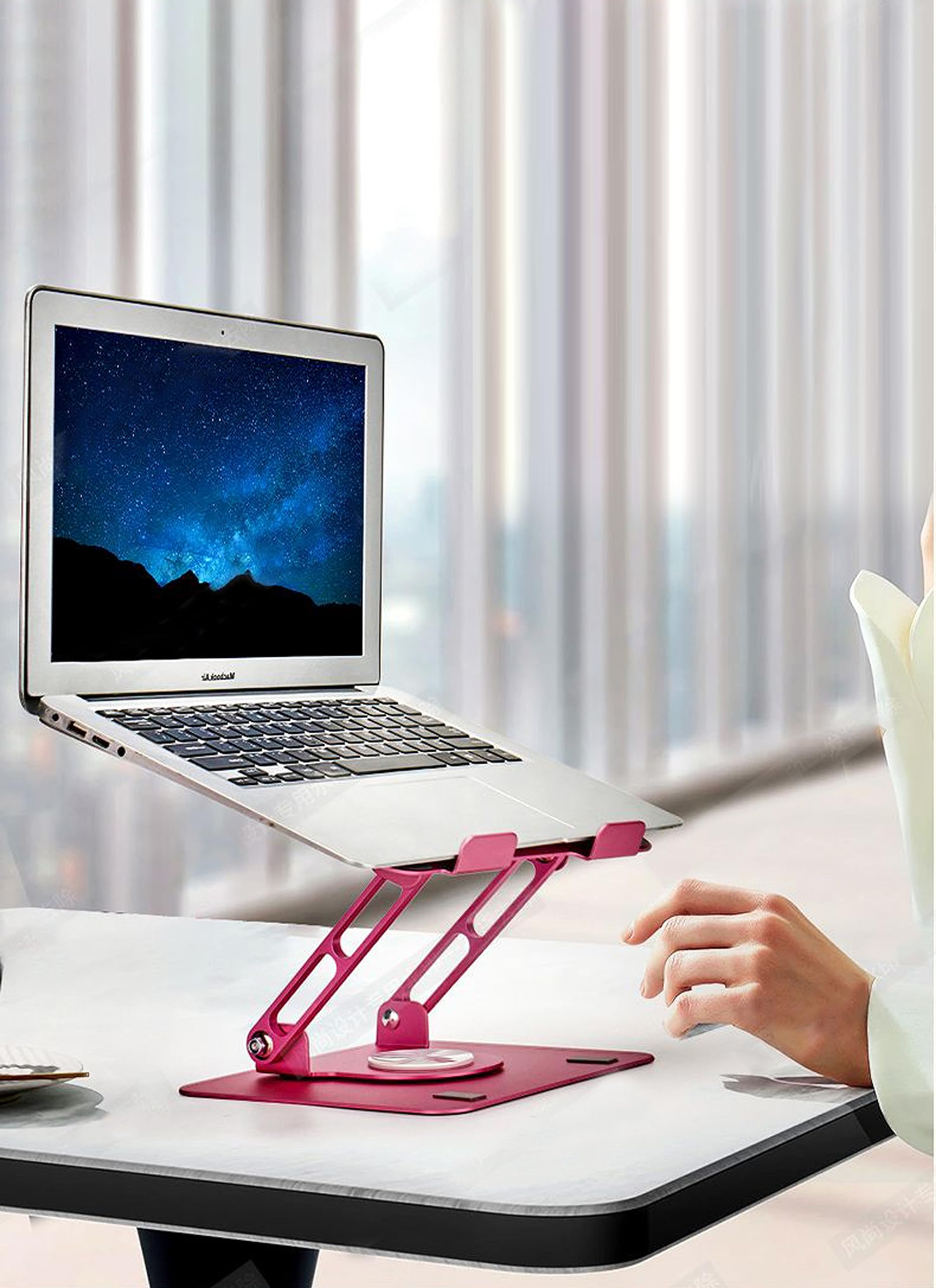 [1 PC] Swivel Laptop Stand for Desk, Adjustable-Raise, Tilt, Collapsible
