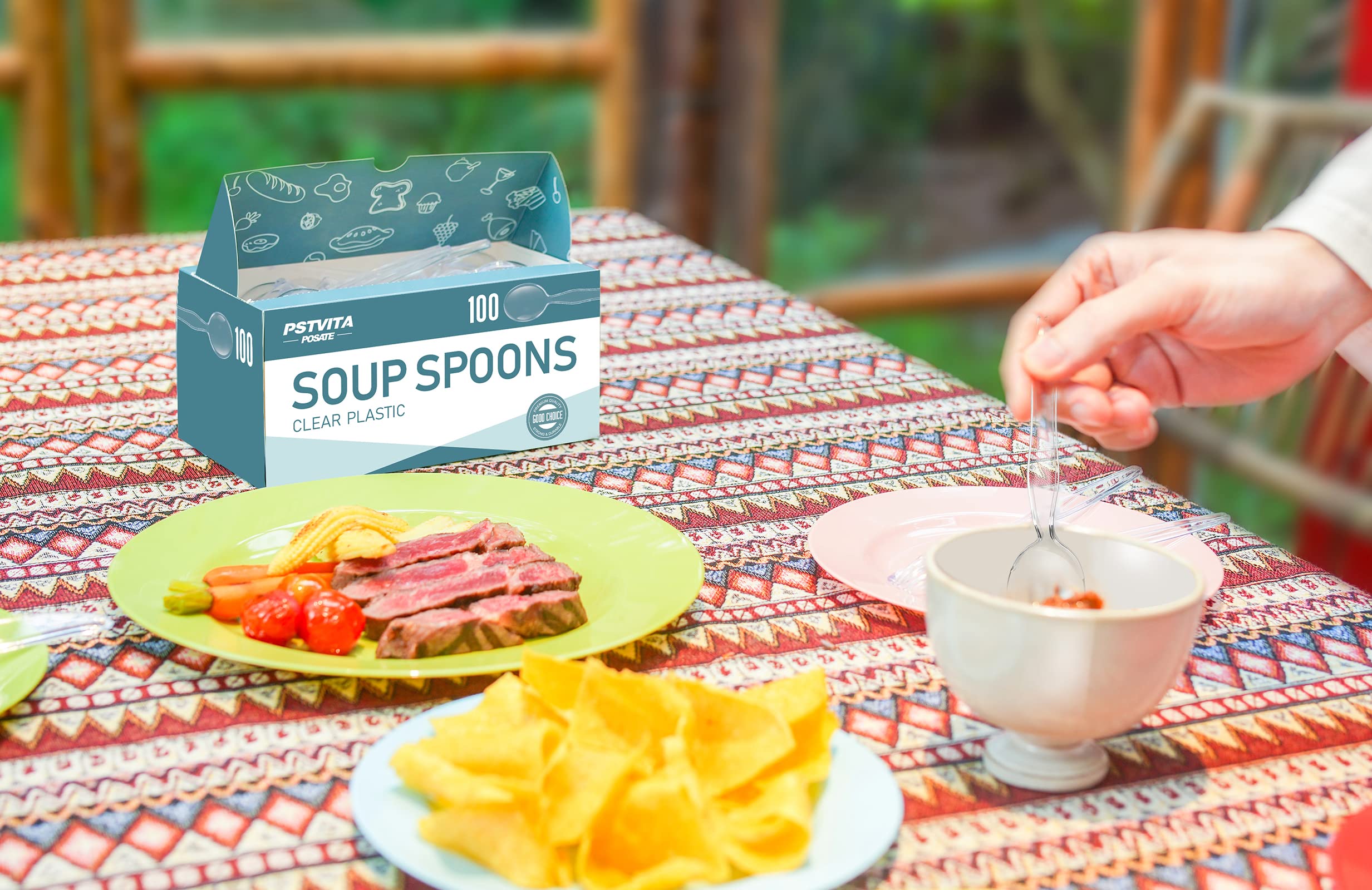 [100 PCS] Clear BPA FREE Plastic Spoons, Heavyweight