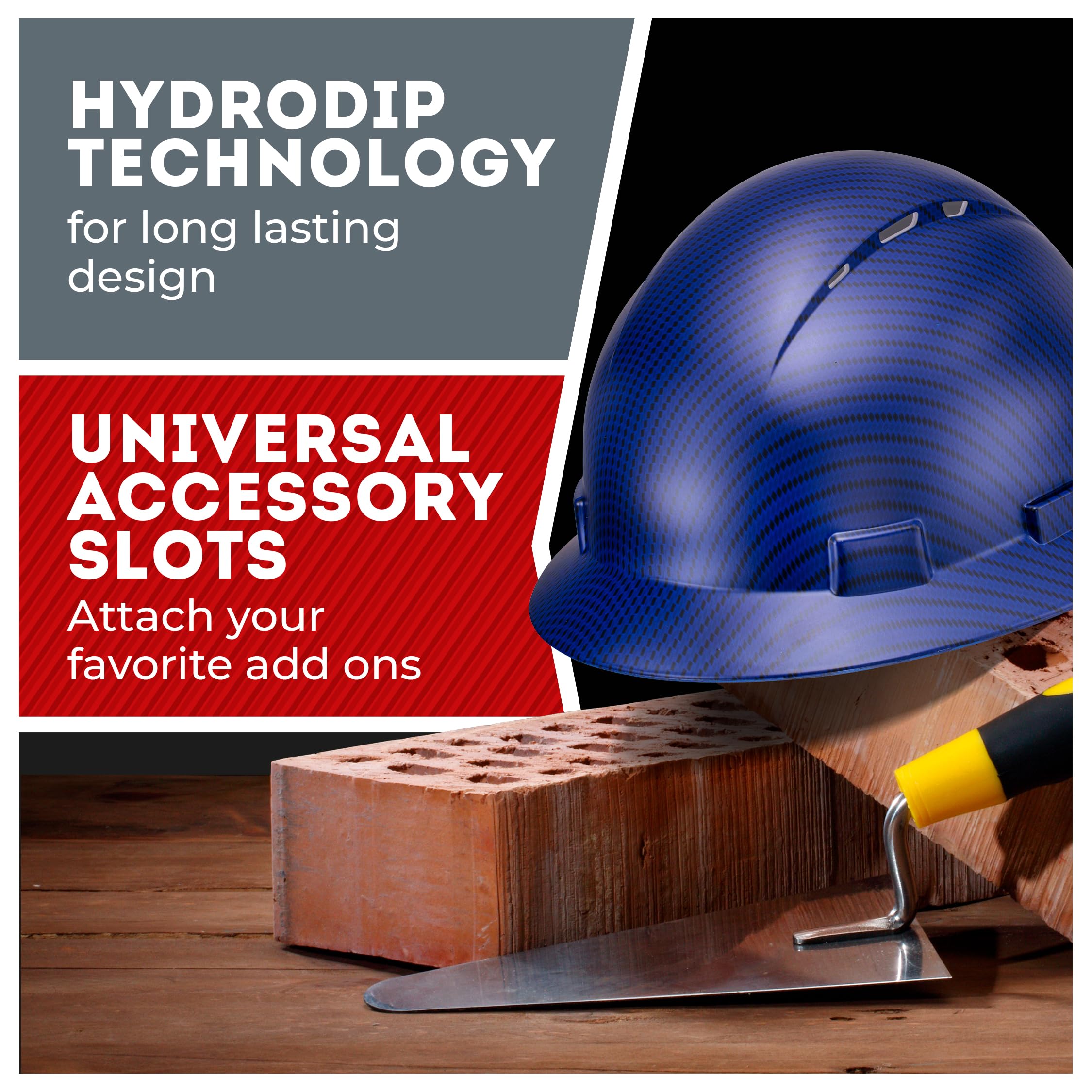 [1 PC] Full Brim Vented Carbon Fiber Matte Finish OSHA Hard Hat with 6-Point Suspension