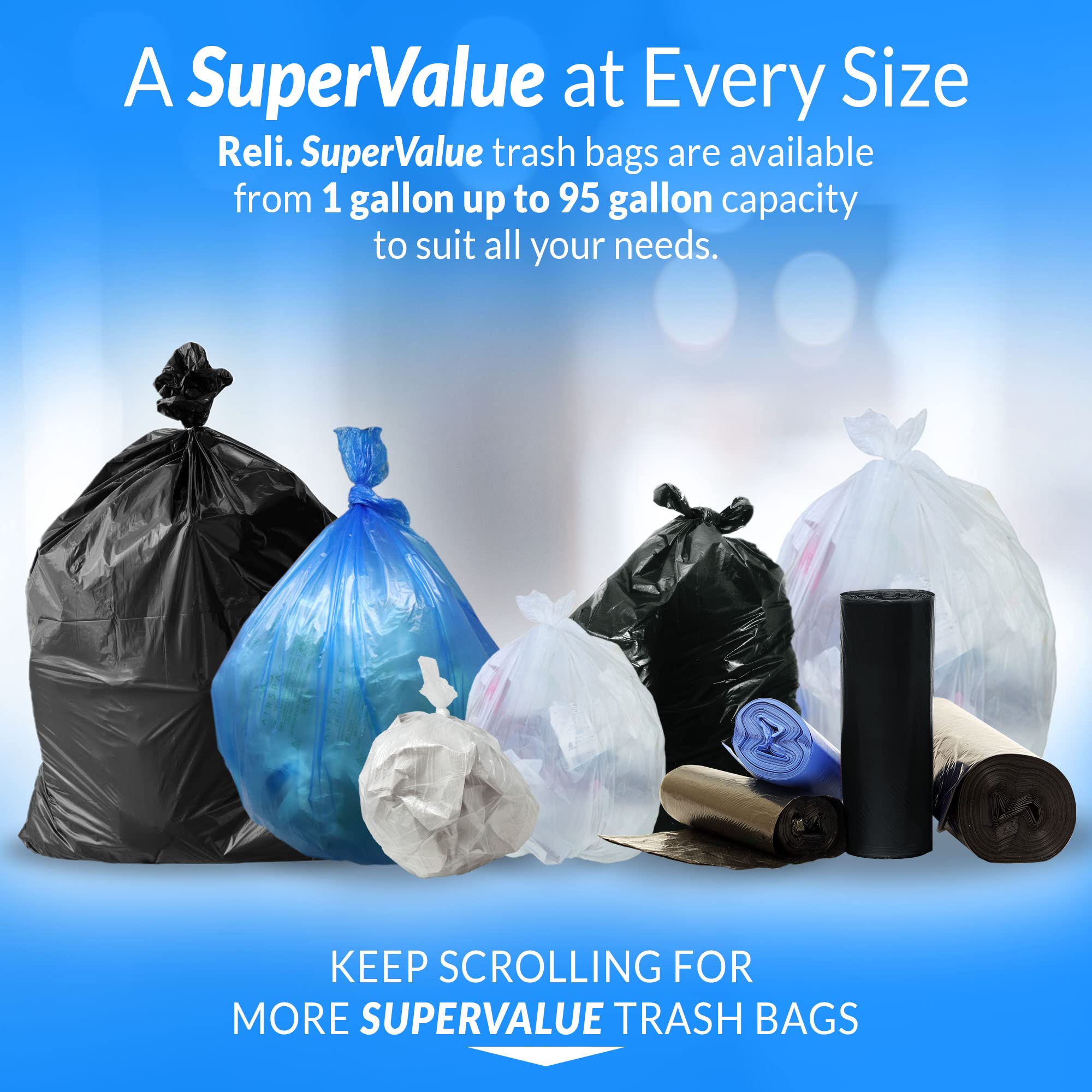 [1000 Count] SuperValue 13-16 Gallon Easy Grab Clean Trash Bags