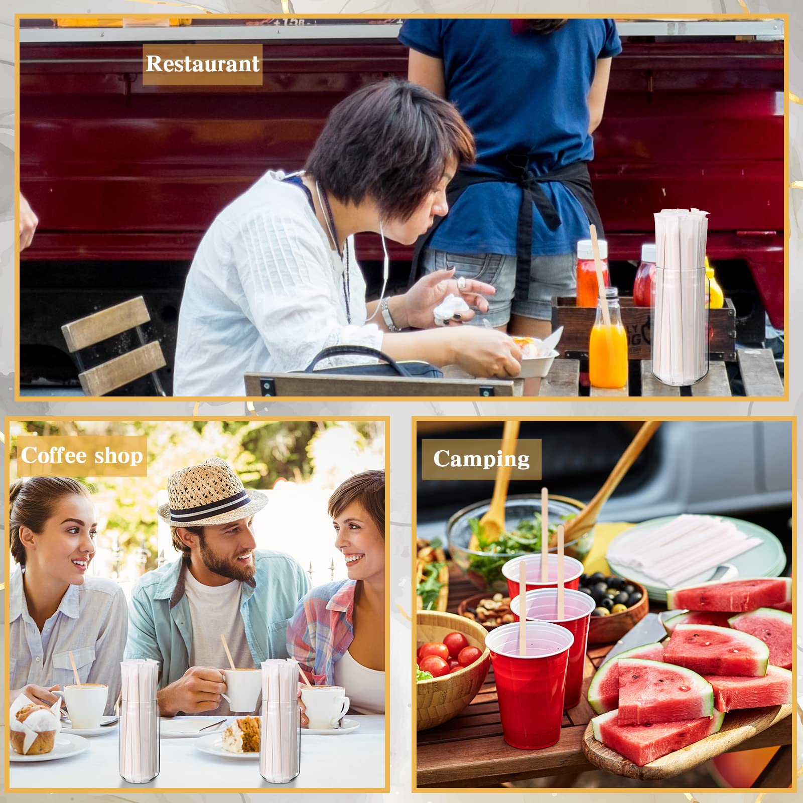 [2000 CT] Individually Wrapped Wooden Coffee Stirrers