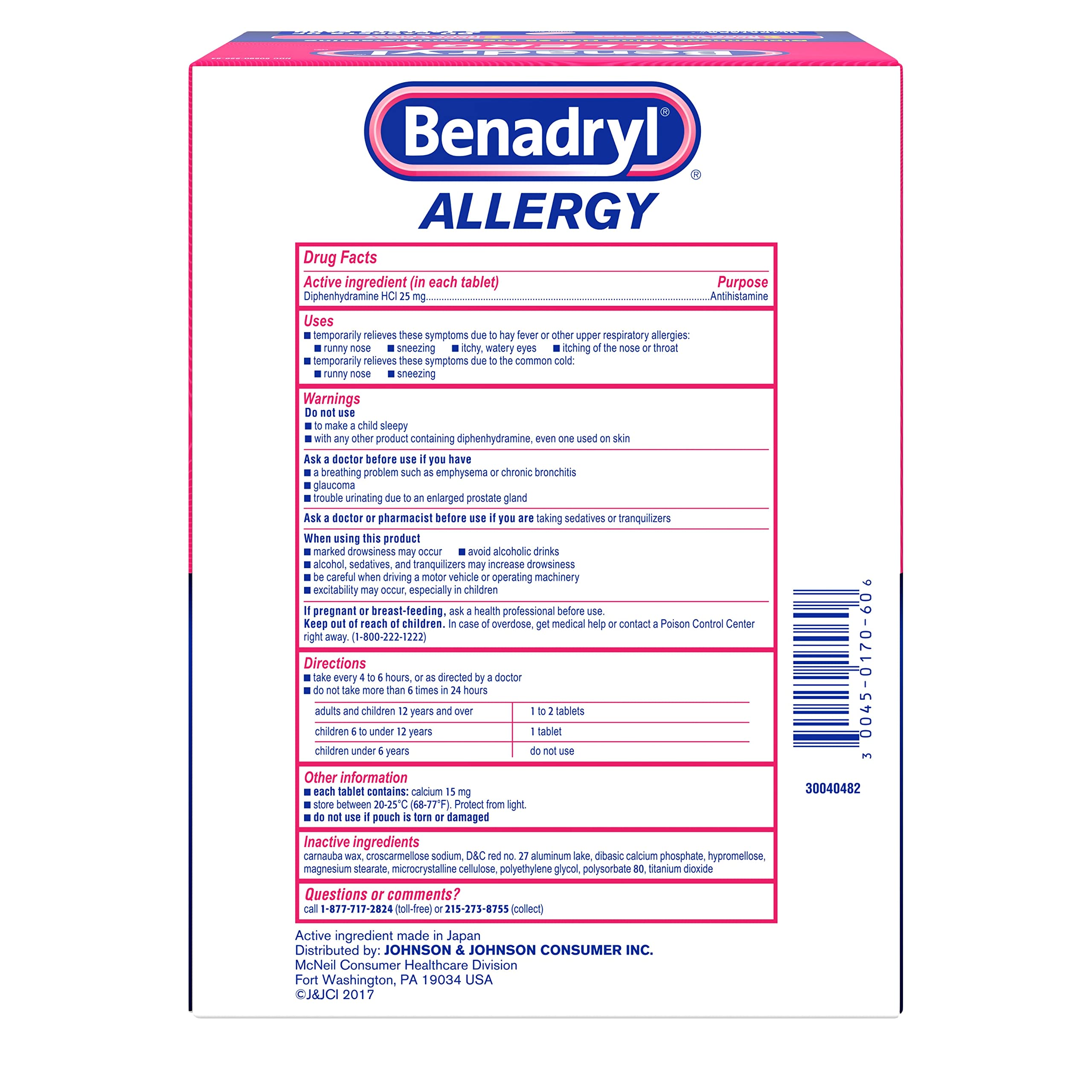 Benadryl Ultratabs Go Packs, Antihistamine Allergy Medicine Tablets