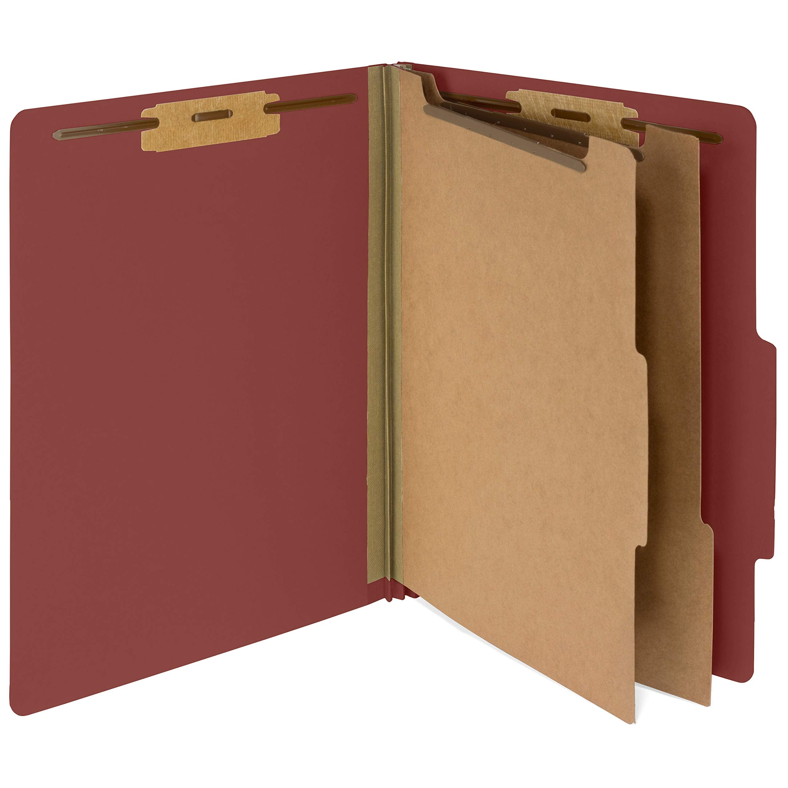 [10 Pack] Red Classification Folders - 2 Divider - 2 Inch Tyvek Expansions - Letter Size, Red