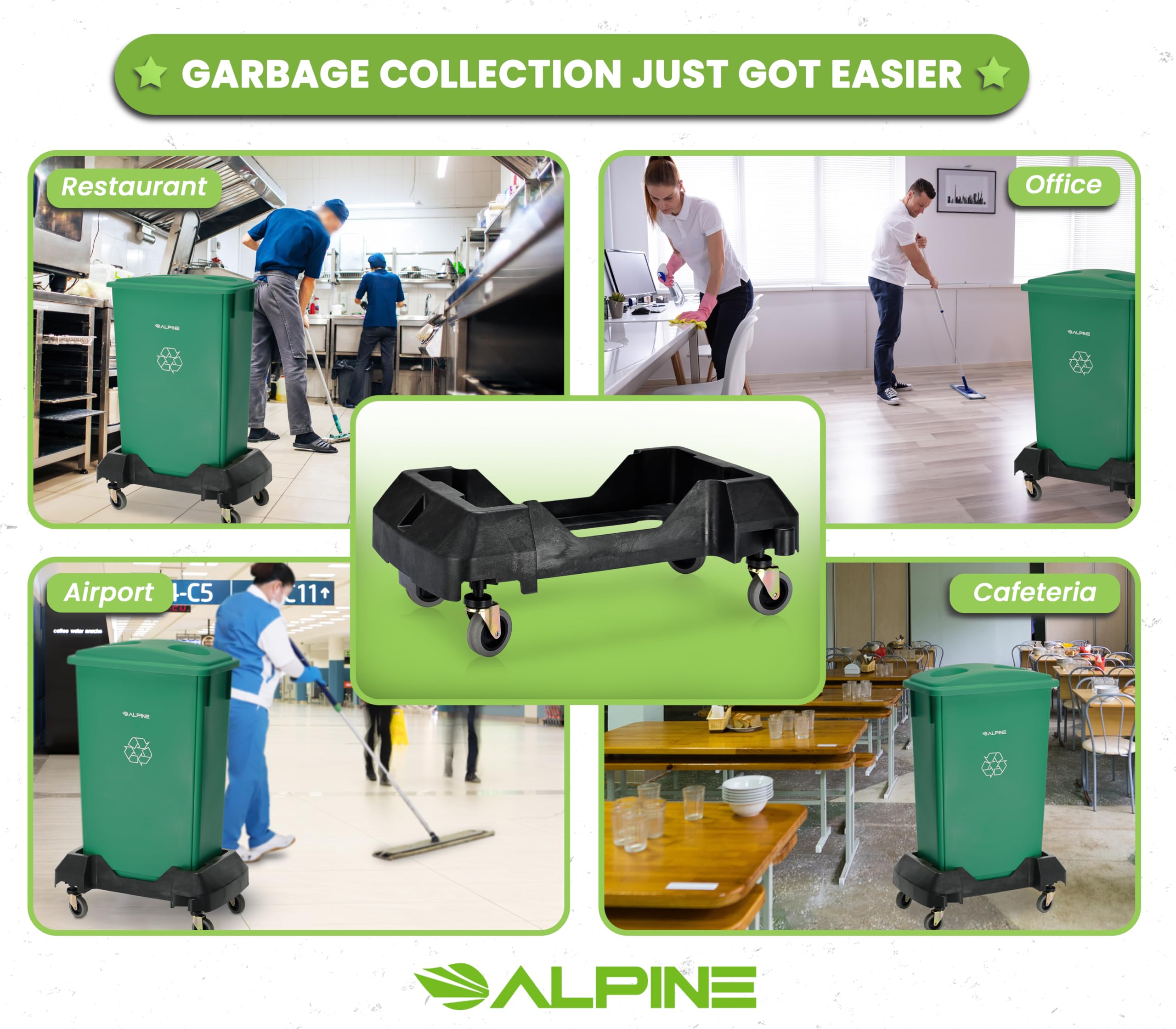 Alpine 16/23 Gallon Slim Trash Can Dolly