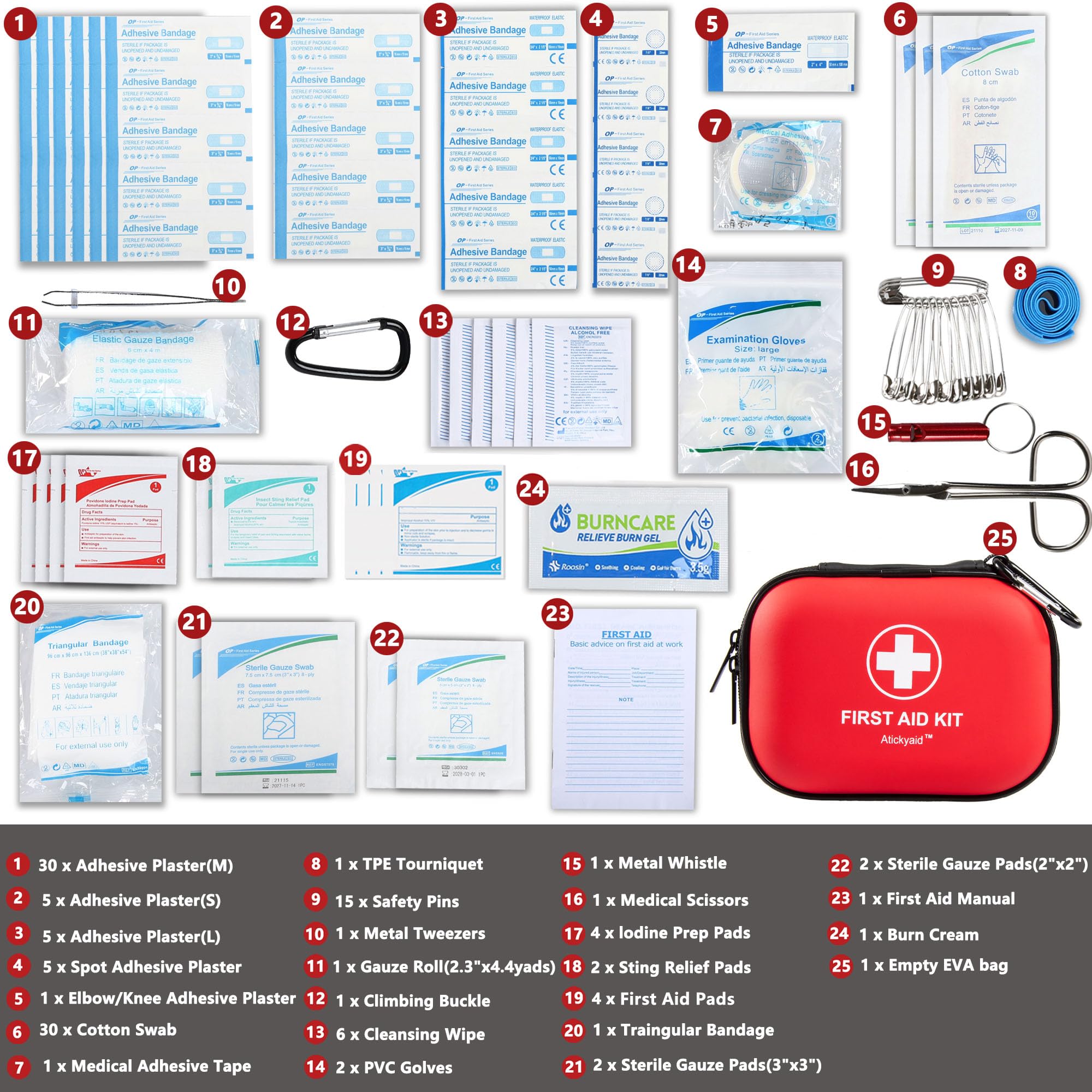 Mini First Aid Kit - 120 Piece Small Waterproof Hard Shell Medical Kit
