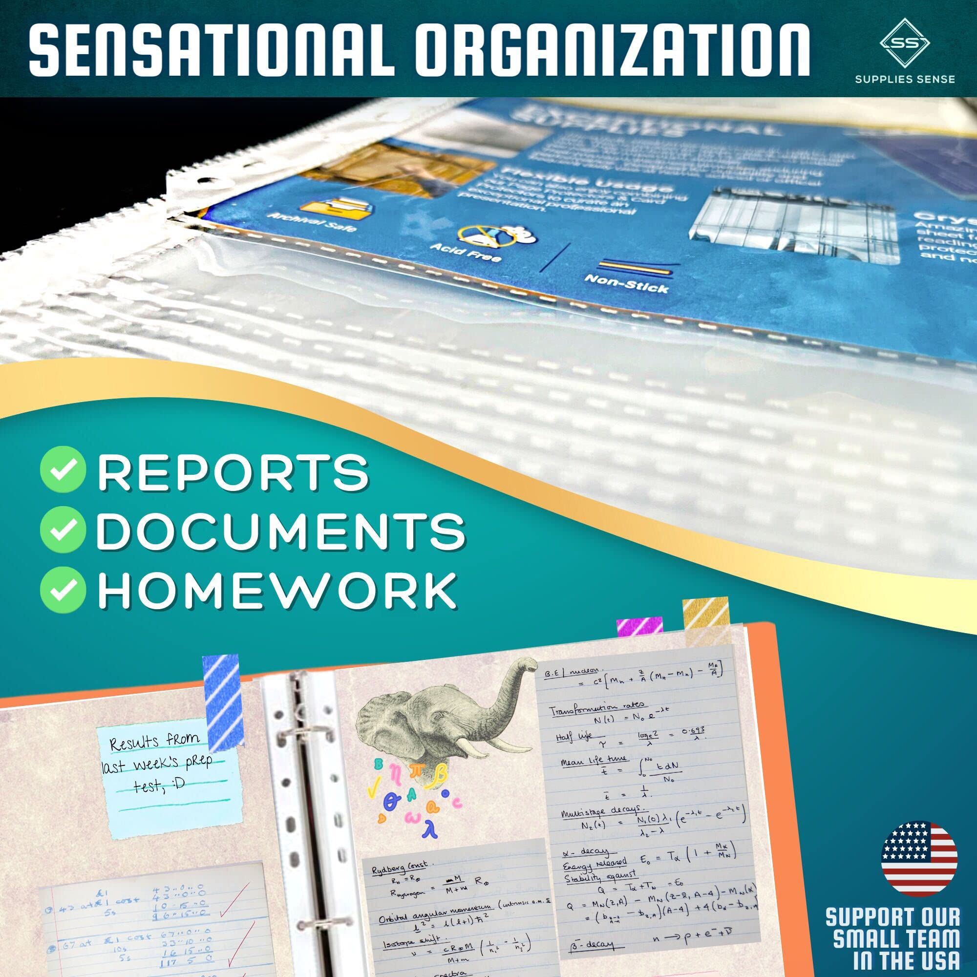 [400 & 500 Pack] Sheet Protectors for 3 Ring Binder - Sleeves 8.5 x 11