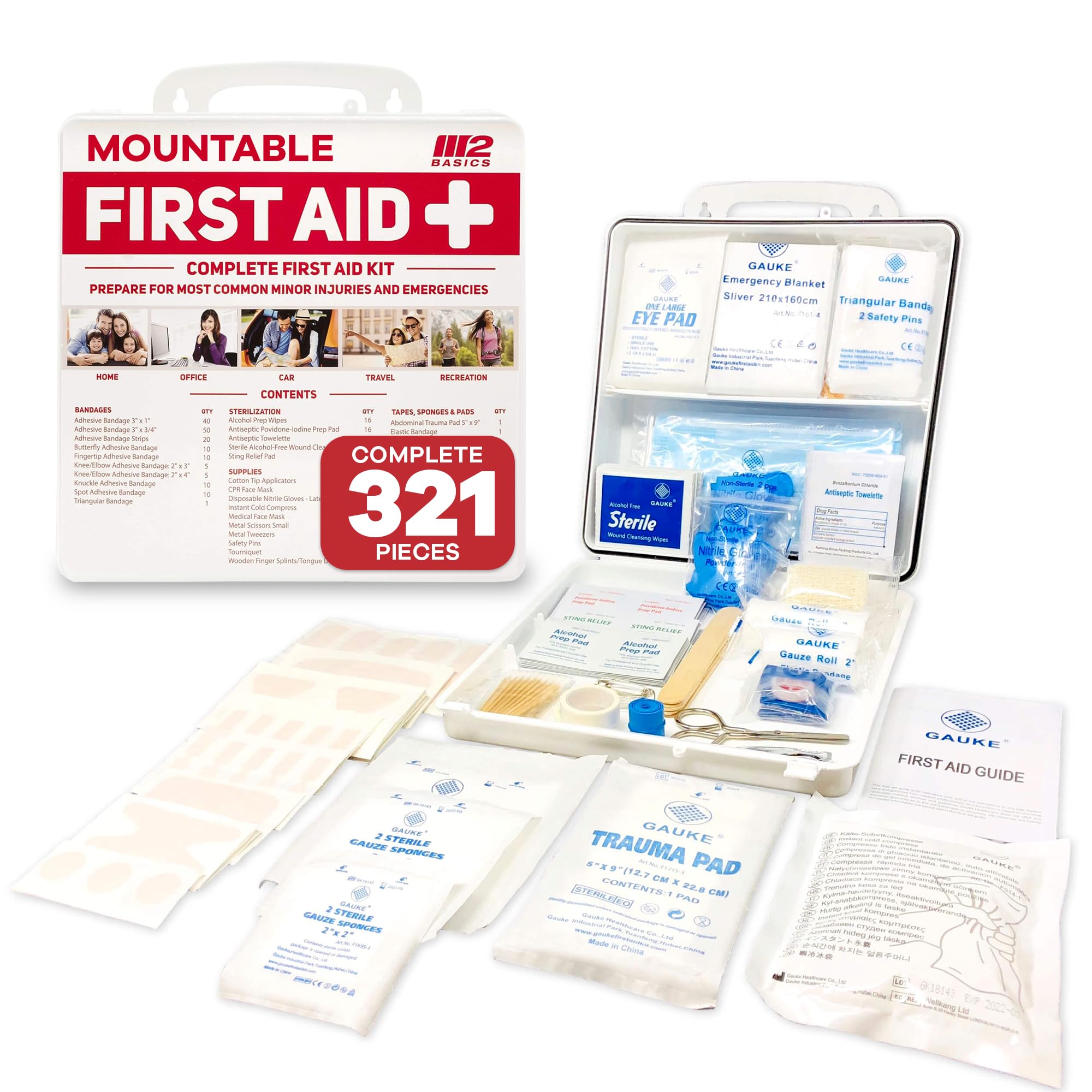 M2 BASICS Complete 321 Piece Emergency First Aid Kit