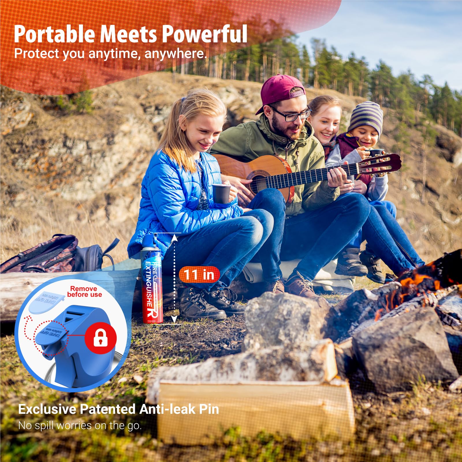 6-in-1 Small Portable Fire Extinguisher 680ml, Non-Toxic, Easy Clean with Wall Mount