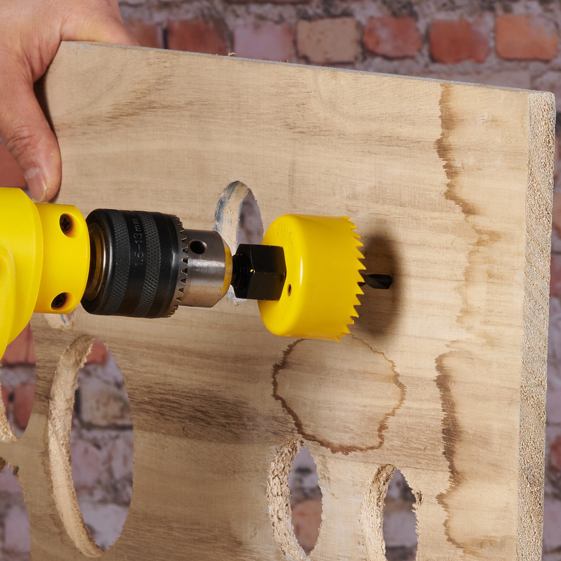 Hole Saw Set 20PCS Hole Saw Kit with 3/4"-6"(19-152mm) 13PCS Saw Blades, 2 Mandrels, 3 Drill Bits, 1 Installation Plate, 1 Hex Key