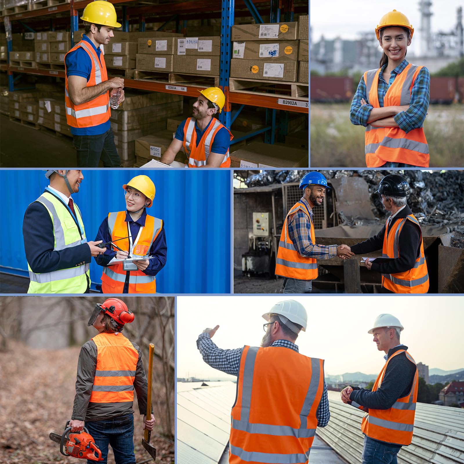 [2 Packs] Hi Vis Reflective Safety Vest with Pockets, Medium to XX Large