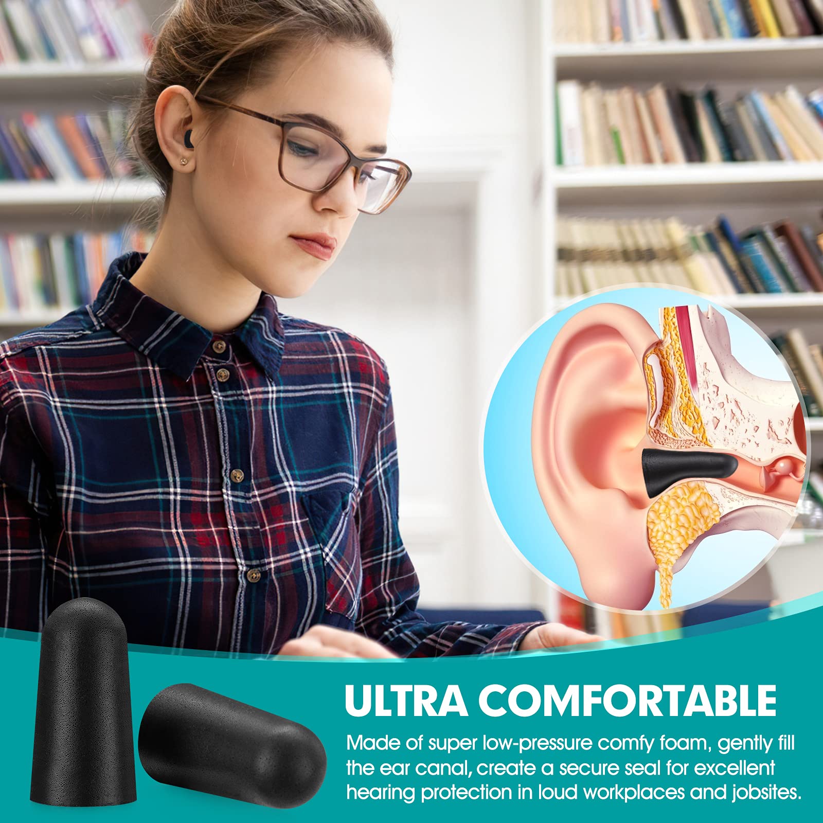 [50 Pairs] Ear Plugs for Noise Canceling