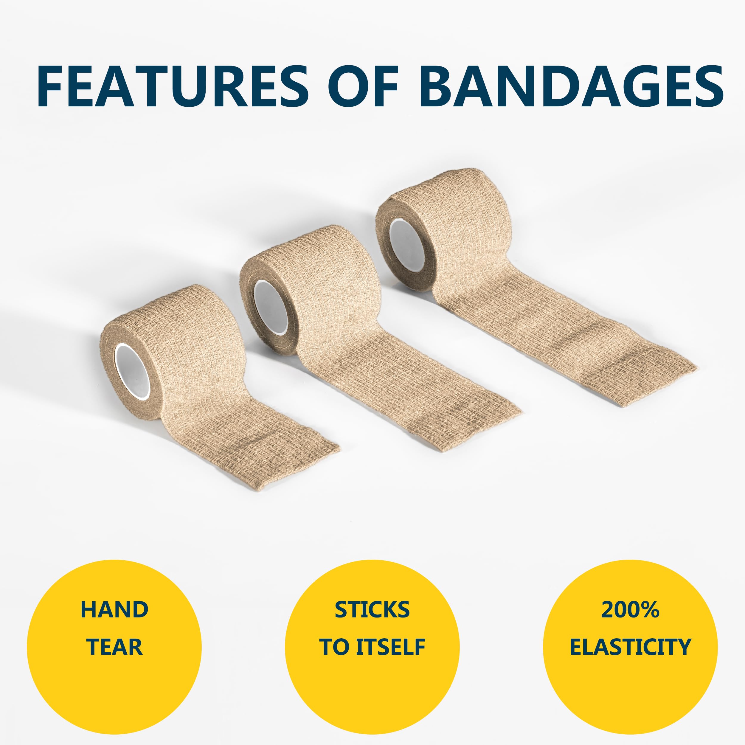 JCLIFE 12 Rolls Self Adhesive Bandage Wrap, 2” x 5 Yards Breathable Elastic Bandage Wrap