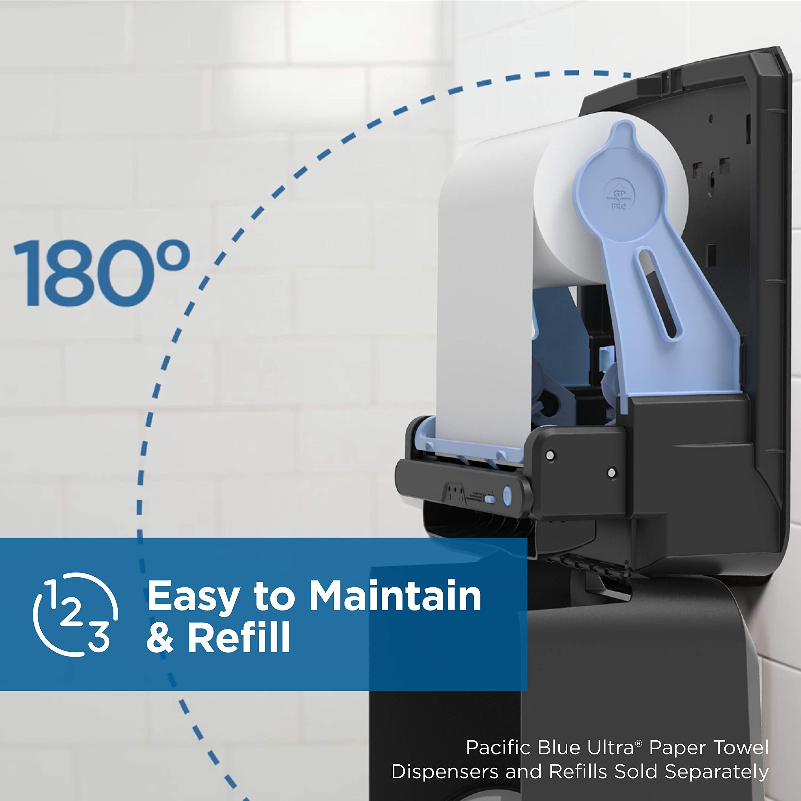 8" High-Capacity Automated Touchless Paper Towel Dispenser by GP PRO, 12.9" W x 9" D x 16" H