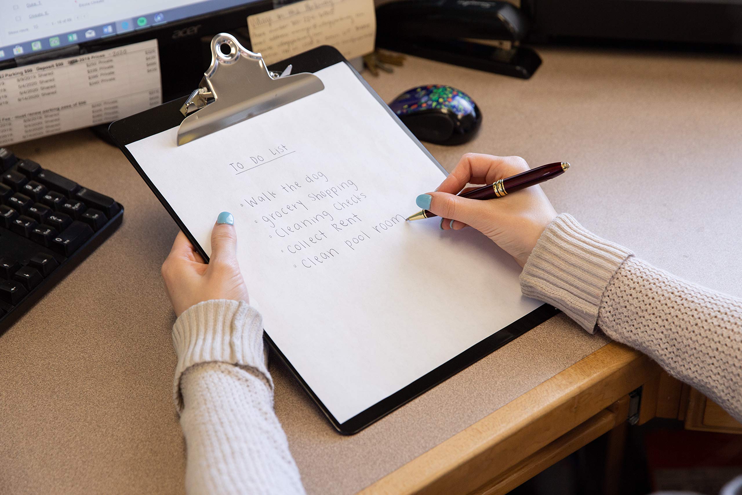 Black Plastic Clipboards (Set of 6 or 12) Multipack - 12.5x9 Inch Clipboard Holds 100 Sheets