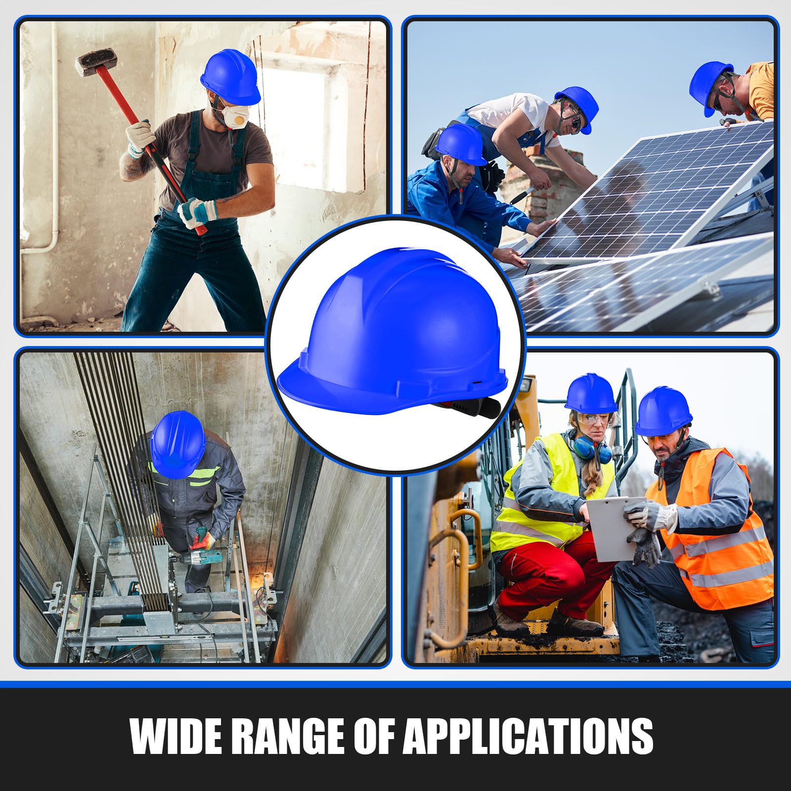 [10 Pcs] Suspension Hard Hat for Construction, Ratchet Cap Style w/ Self Adjusting Straps for Man & Woman