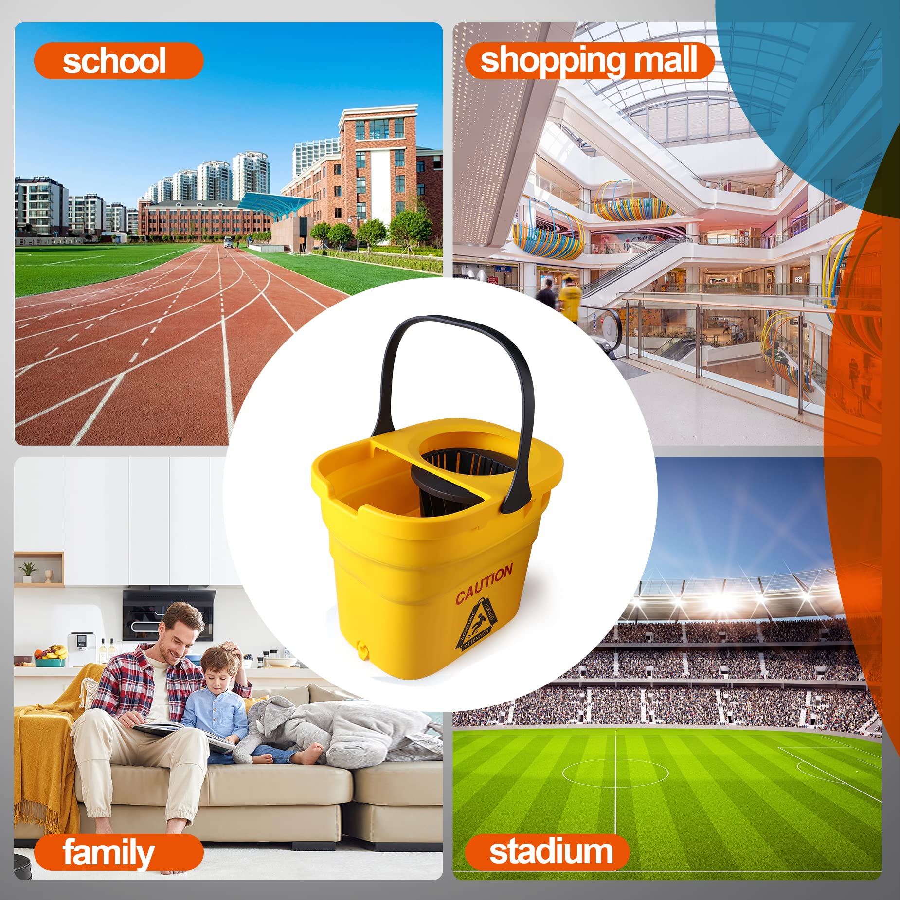 Collapsible Mop Bucket on Wheels for Industrial Mop Cleaning