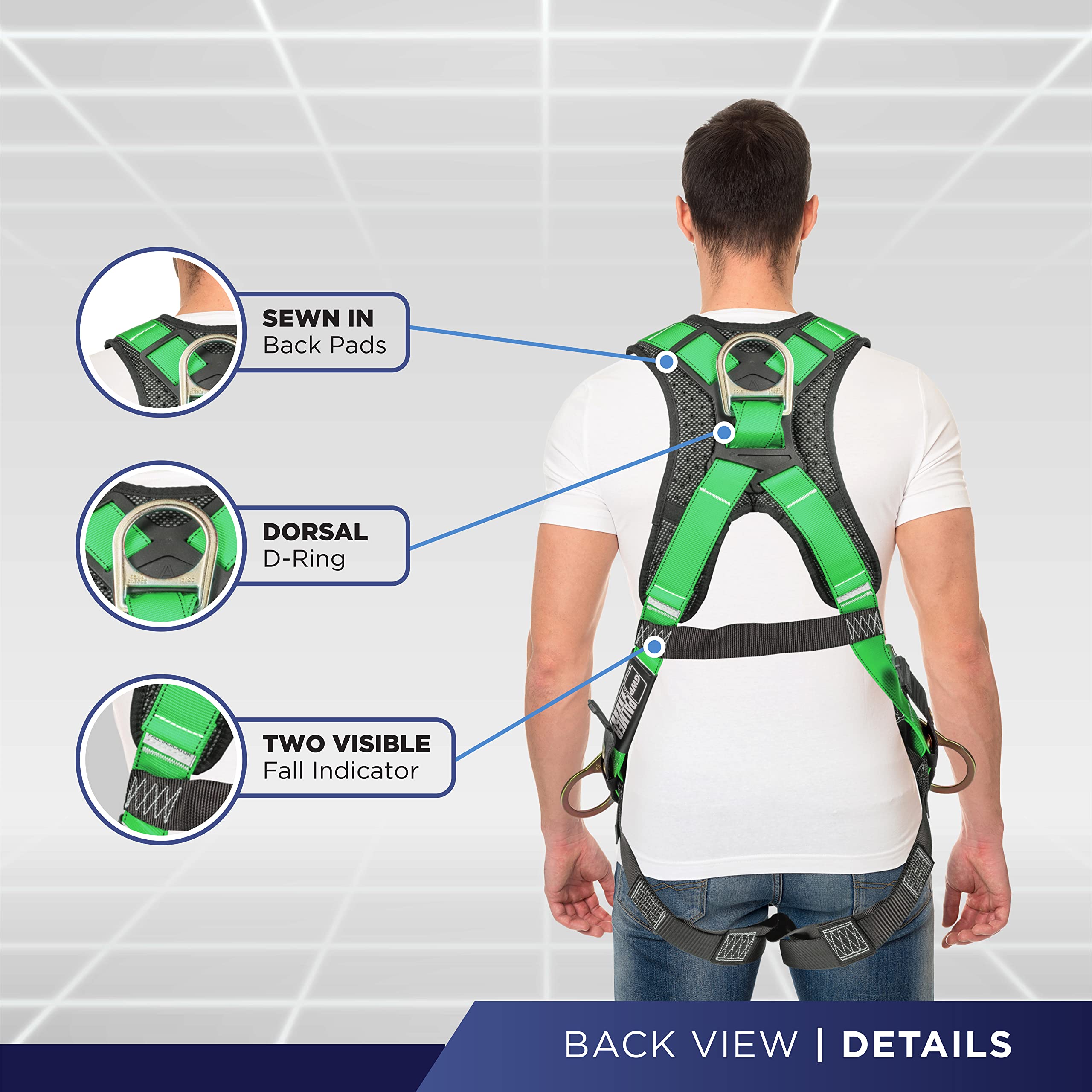 [1 Pack] Fall Protection 5pt Safety Harness w/ OSHA ANSI Compliant Personal Equipment
