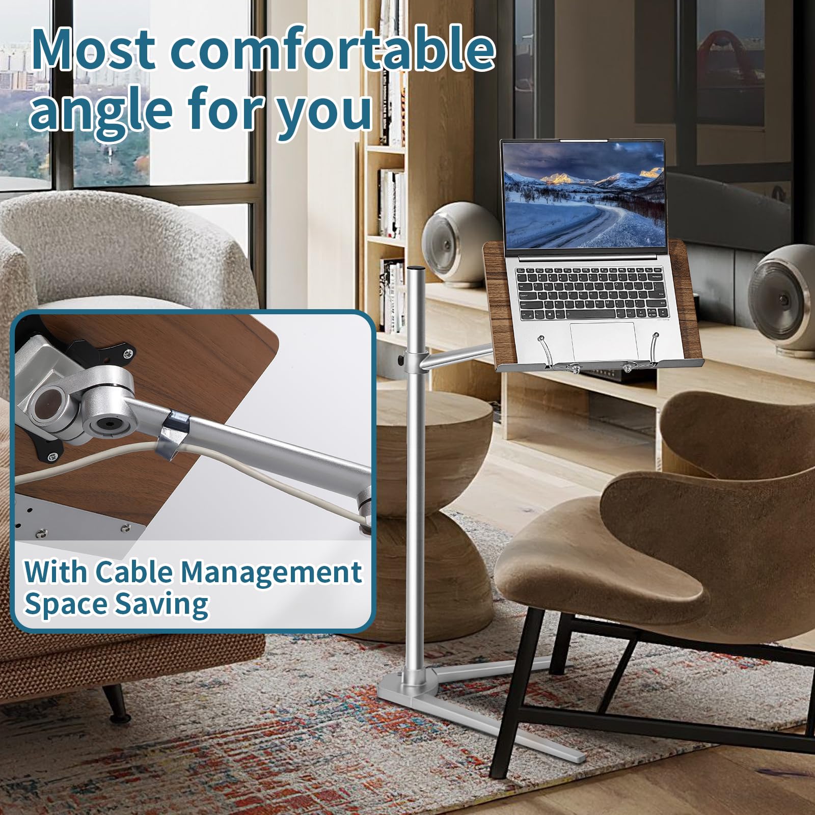 [1 PC] Adjustable Laptop and Tablet Stand with Tripod Base