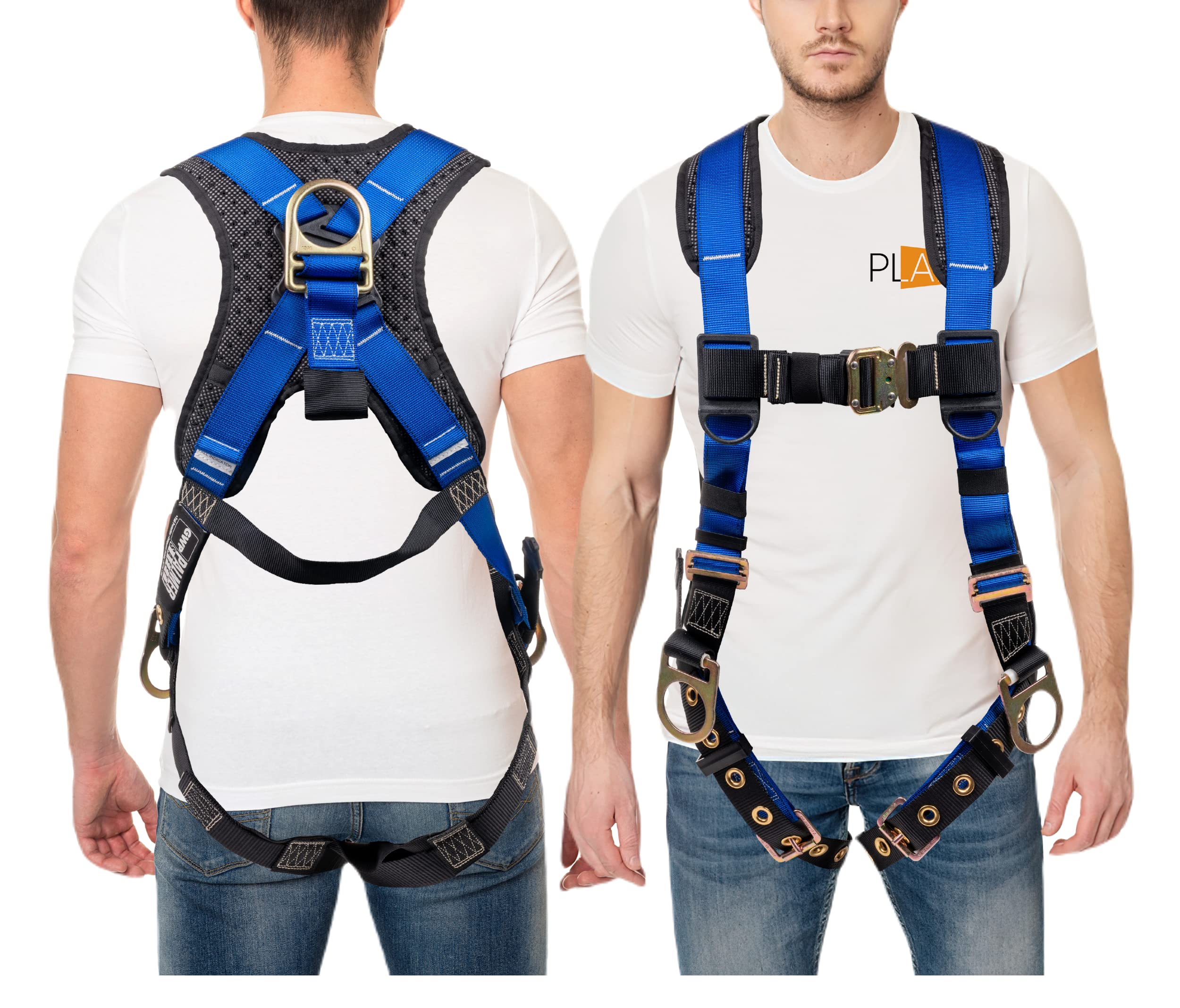 [1 Pack] Fall Protection 5pt Safety Harness w/ OSHA ANSI Compliant Personal Equipment