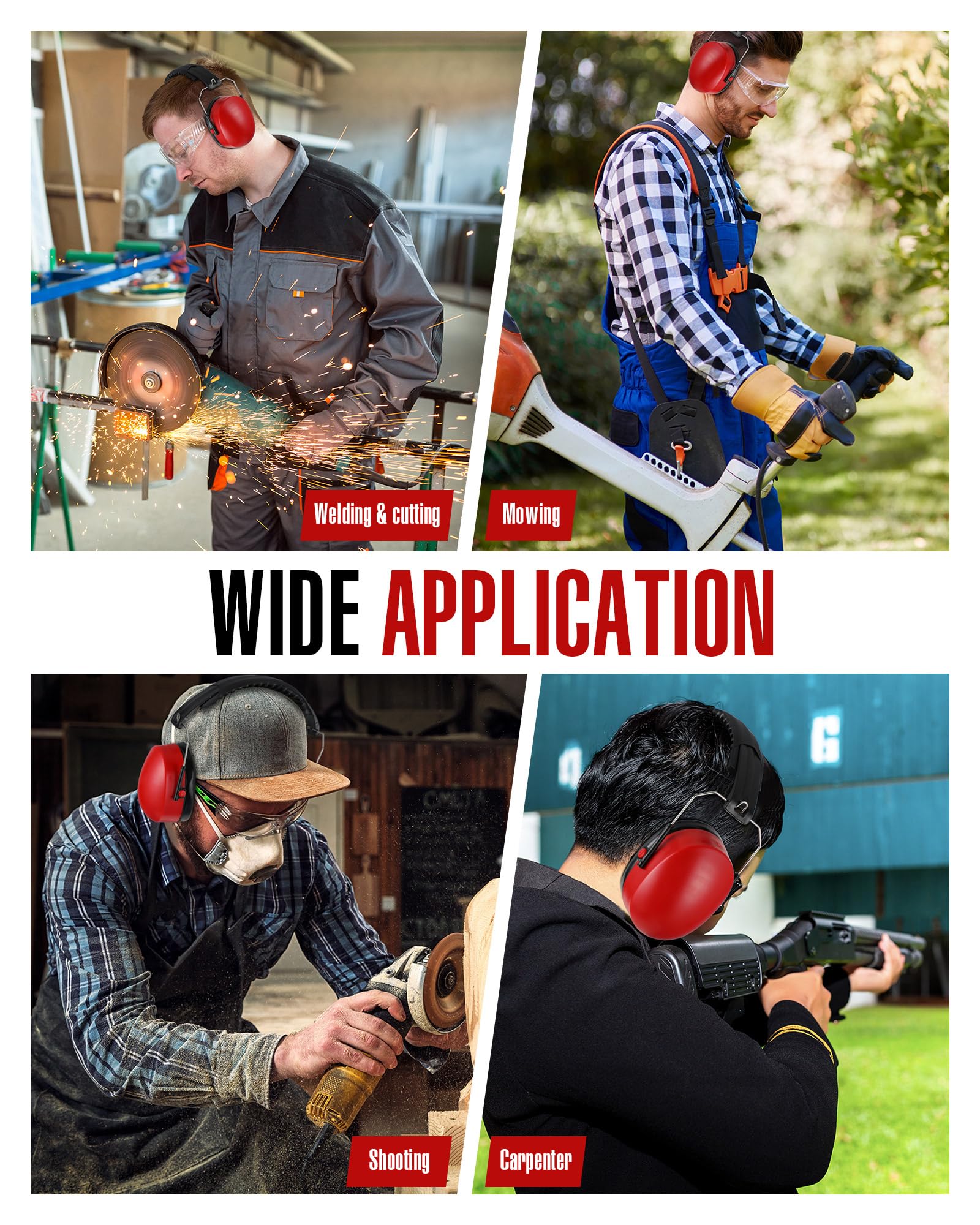 [12 PCS] Hearing Protection Ear Muffs, NRR 28dB Noise Reduction