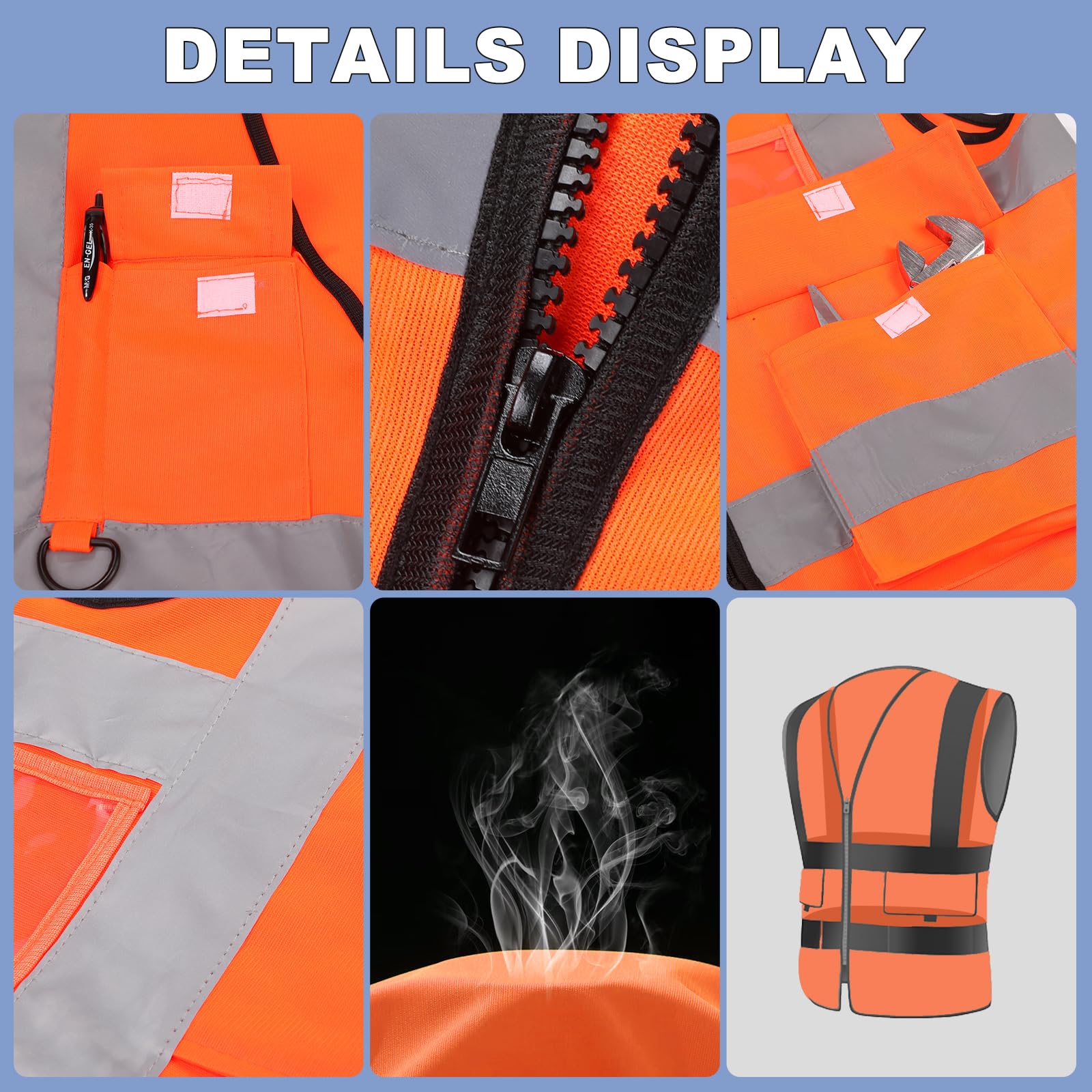 [2 Packs] Hi Vis Reflective Safety Vest with Pockets, Medium to XX Large