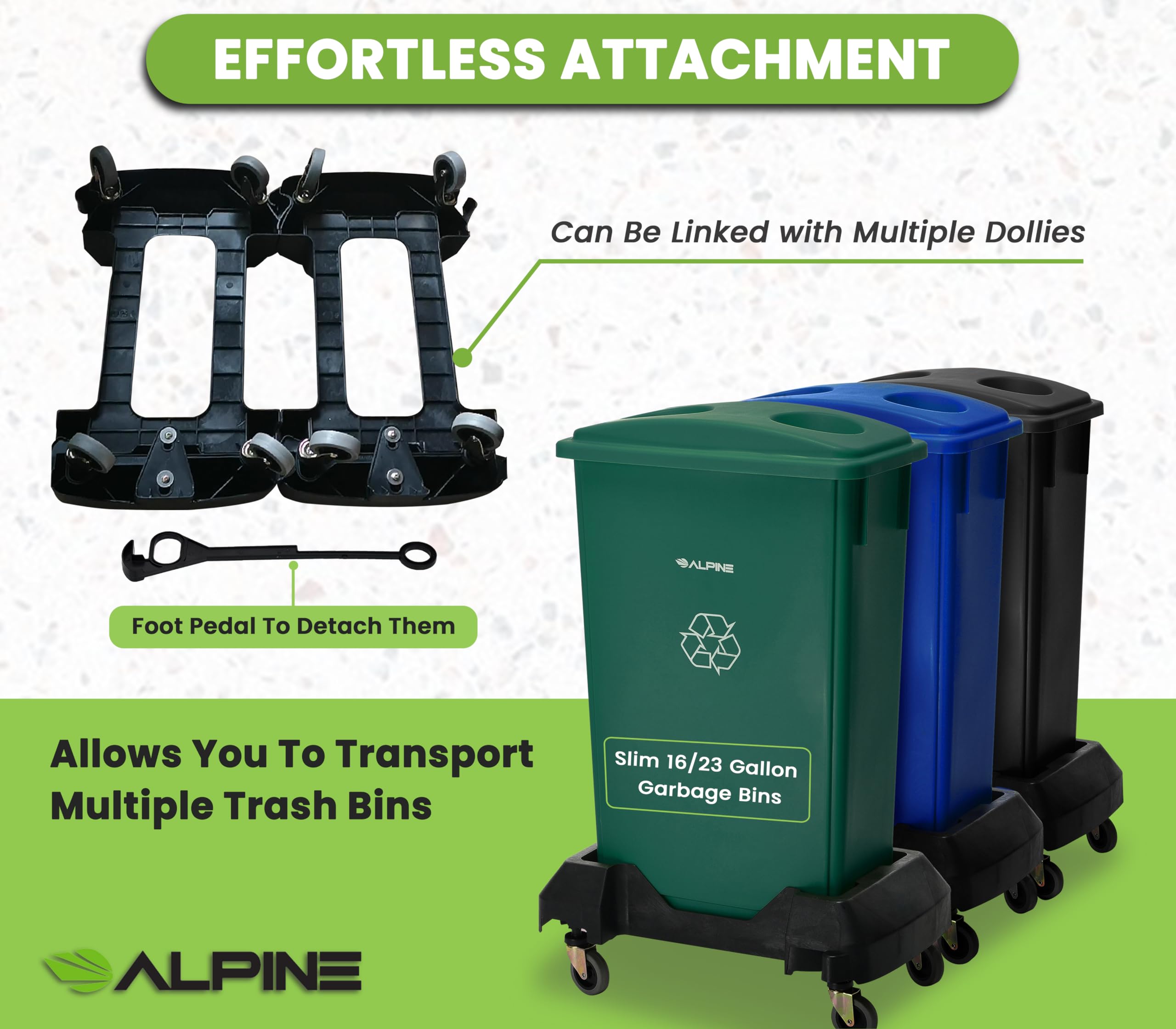 Alpine 16/23 Gallon Slim Trash Can Dolly