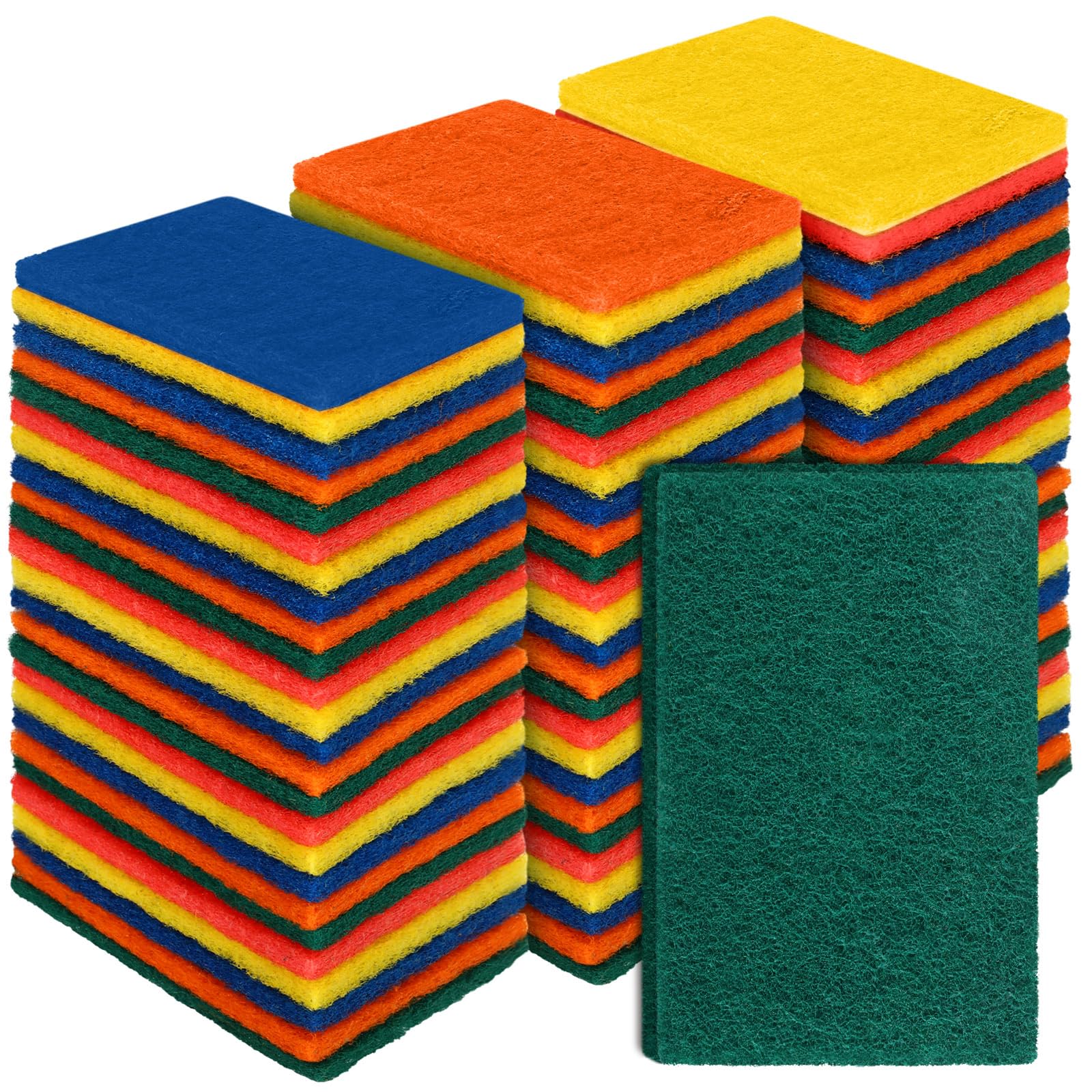 Heavy Duty Scouring Pads Non Scratch, 4.3 x 3 x 0.3 in (50 / 100 / 150 / 200 Pcs )