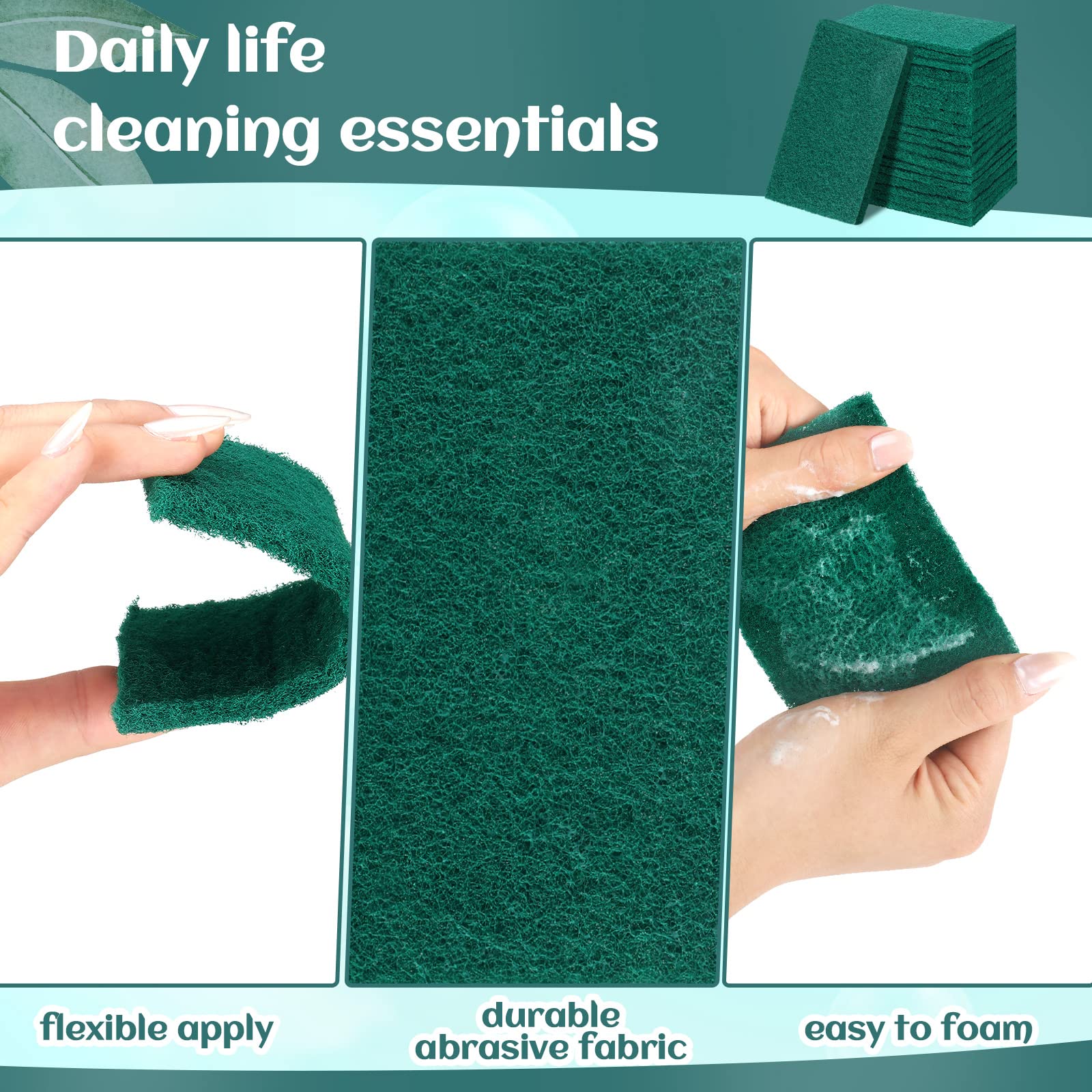 Heavy Duty Scouring Pads Non Scratch, 4.3 x 3 x 0.3 in (50 / 100 / 150 / 200 Pcs )