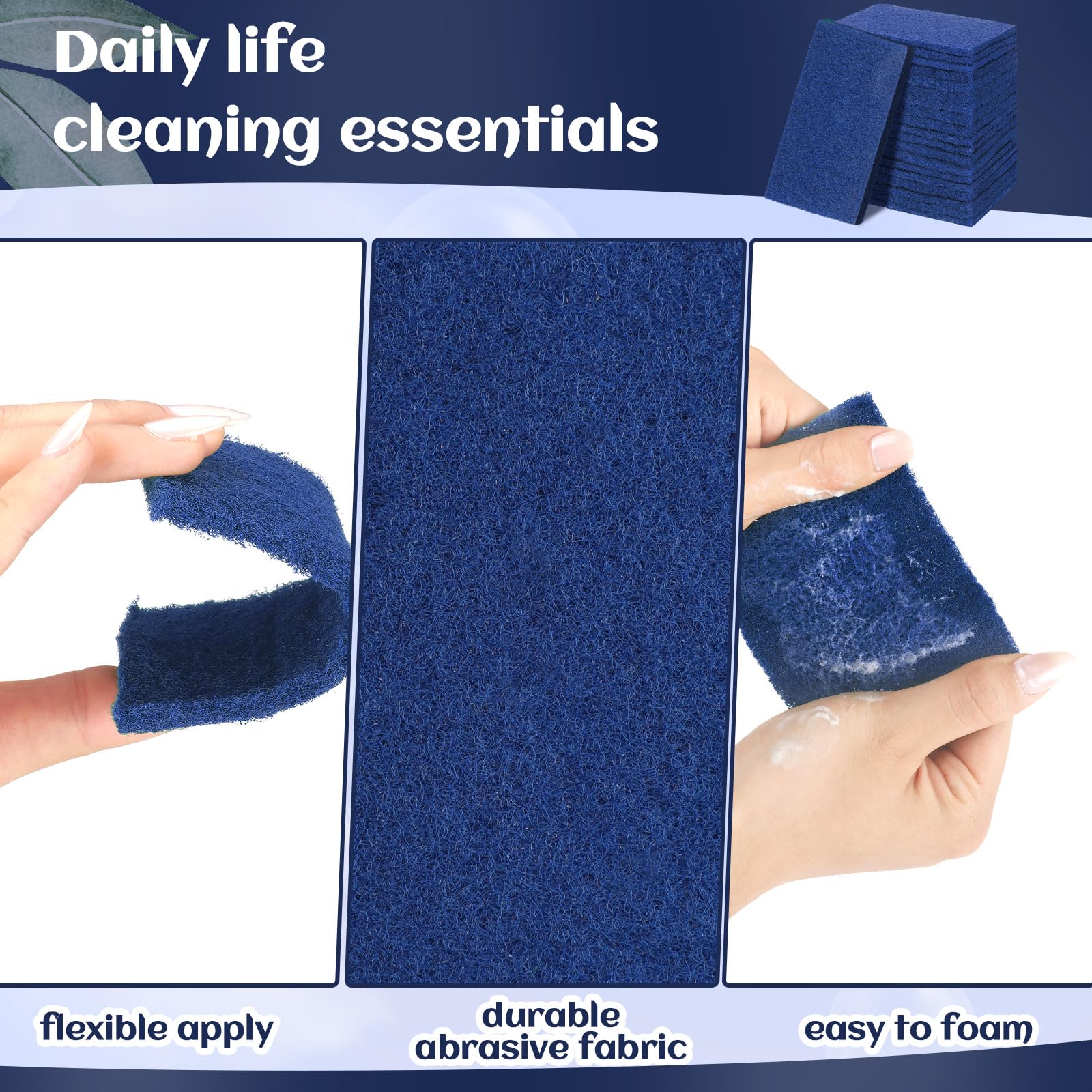 Heavy Duty Scouring Pads Non Scratch, 4.3 x 3 x 0.3 in (50 / 100 / 150 / 200 Pcs )