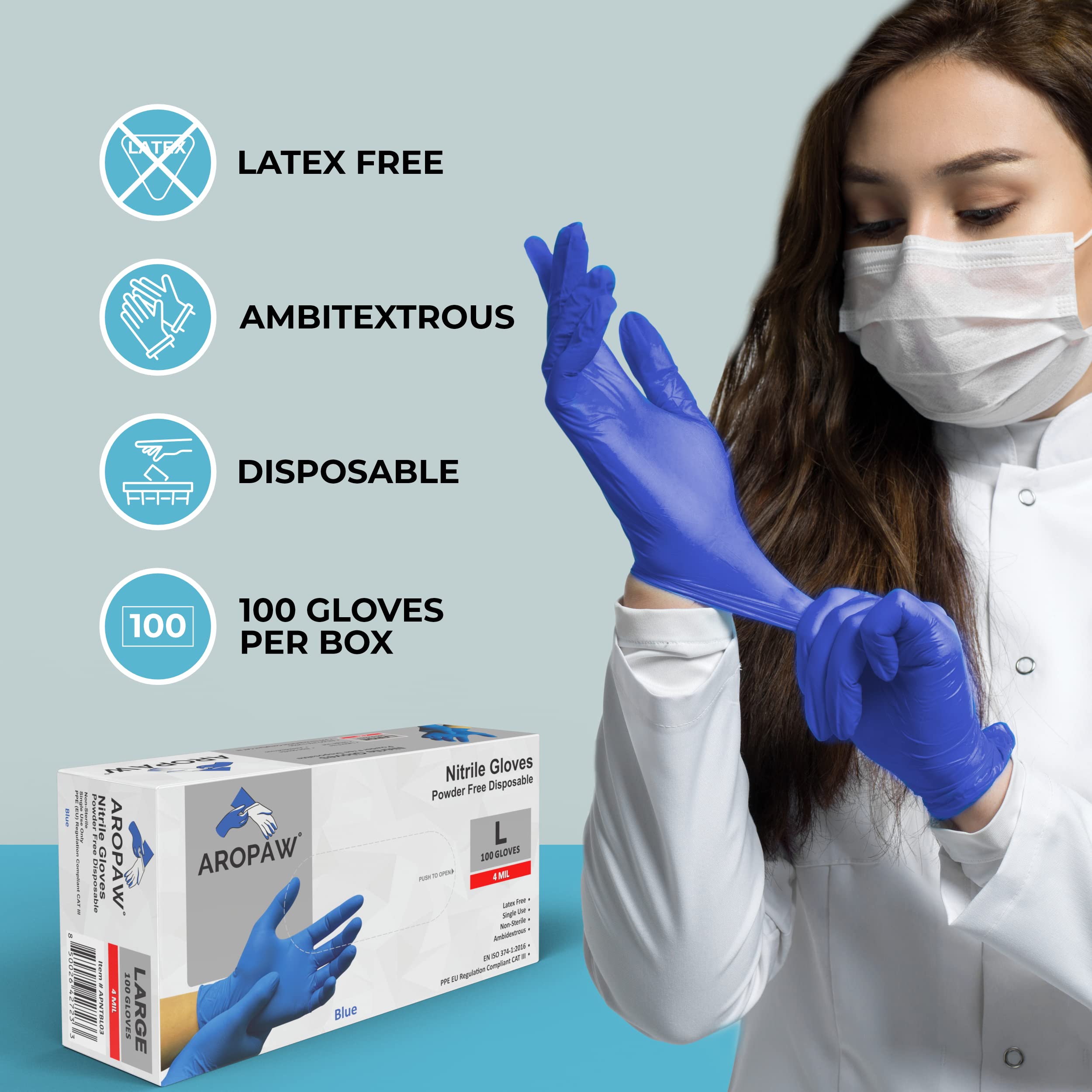 [1000 PCS] Nitrile Gloves, Disposable Gloves, Comfortable, Powder Free, Latex Free