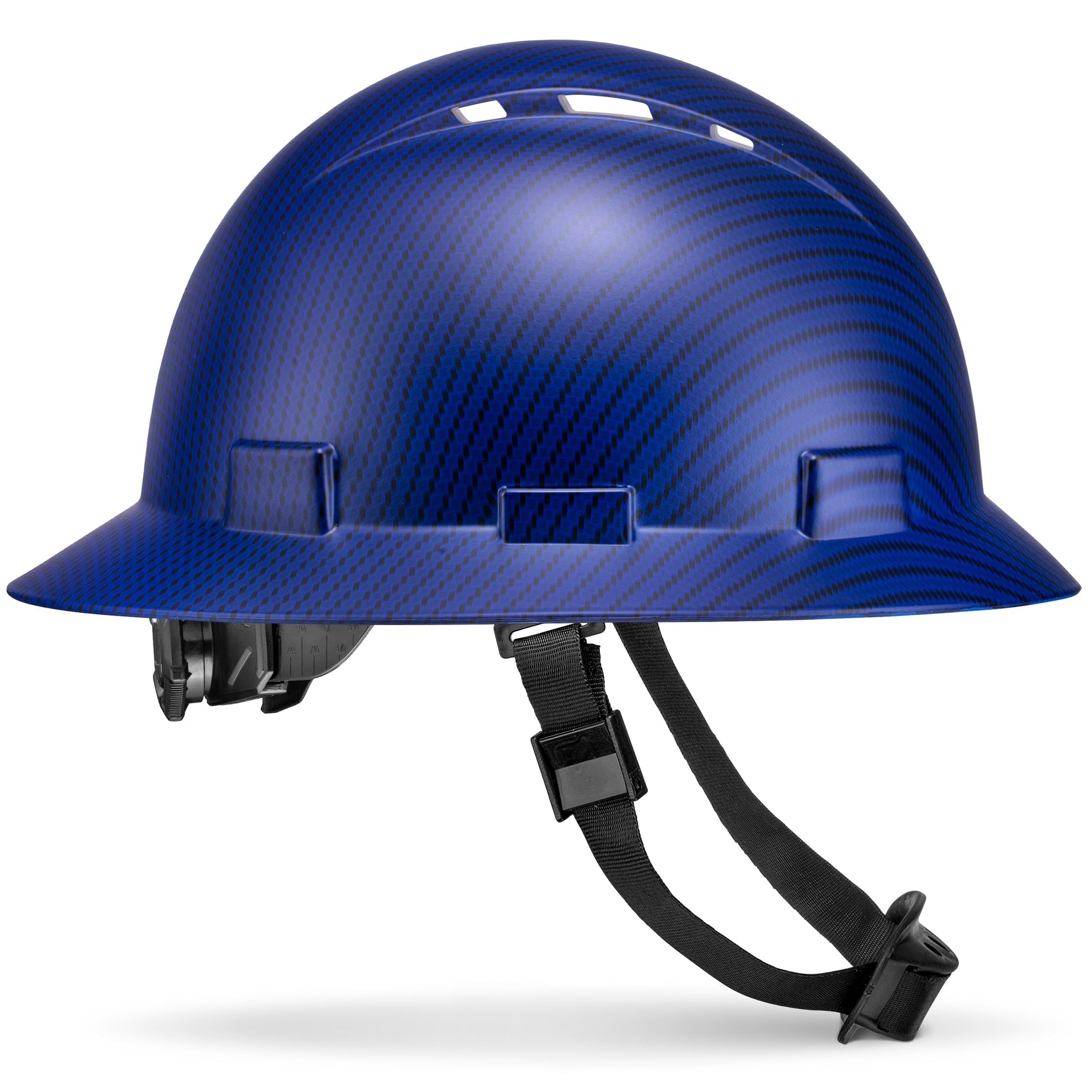 [1 PC] Full Brim Vented Carbon Fiber Matte Finish OSHA Hard Hat with 6-Point Suspension
