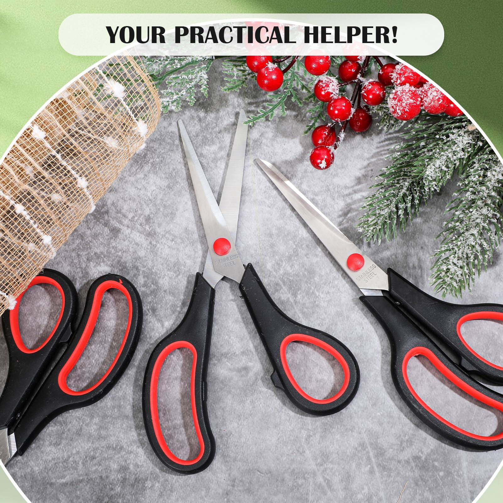 50 Pack Multipurpose Scissors Bulk (Blue, Green, Red, Black, 7.5 Inch)