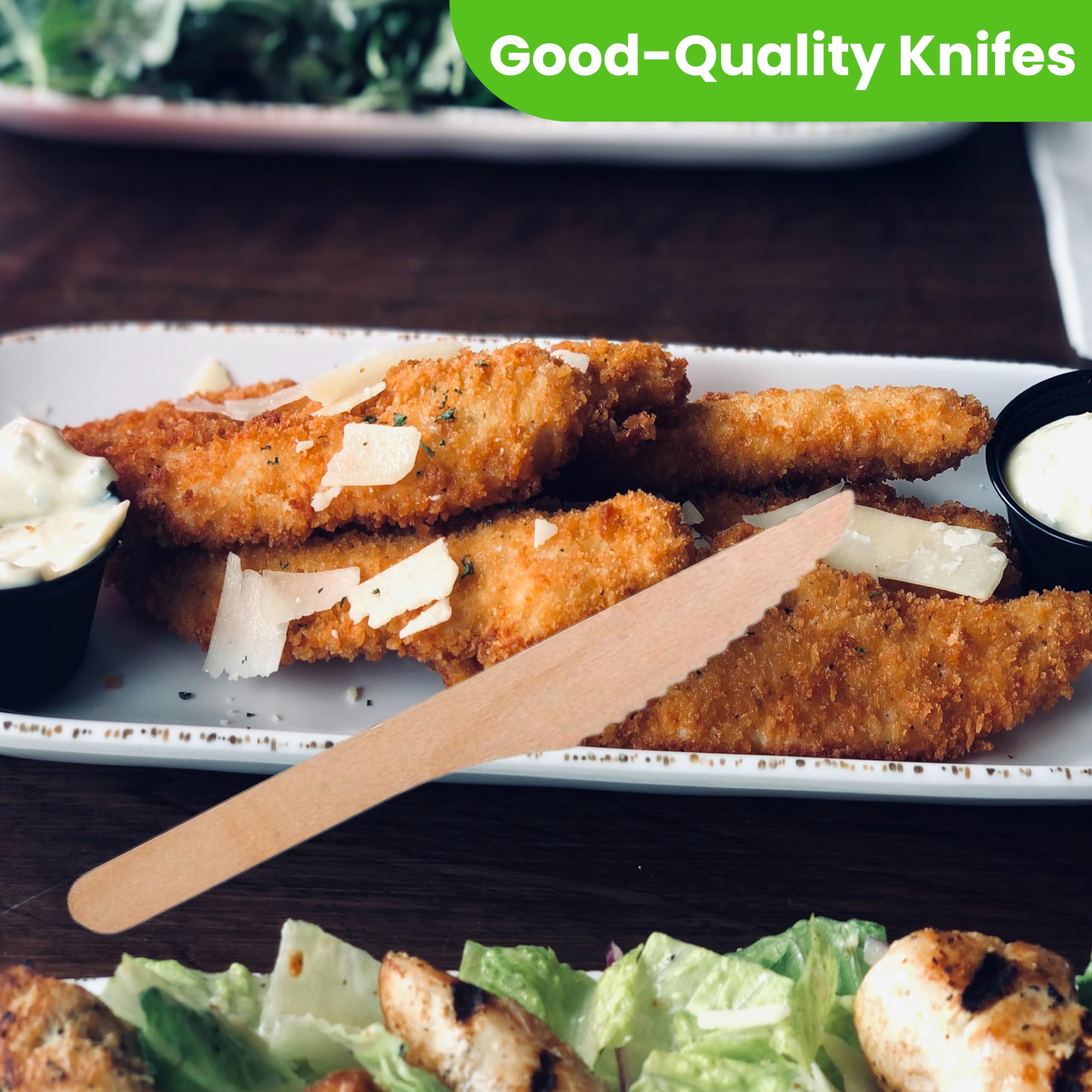 [100 CT] 6.25" Disposable Wooden Knifes