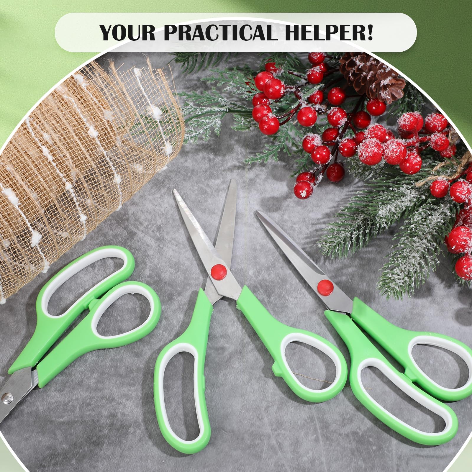 50 Pack Multipurpose Scissors Bulk (Blue, Green, Red, Black, 7.5 Inch)