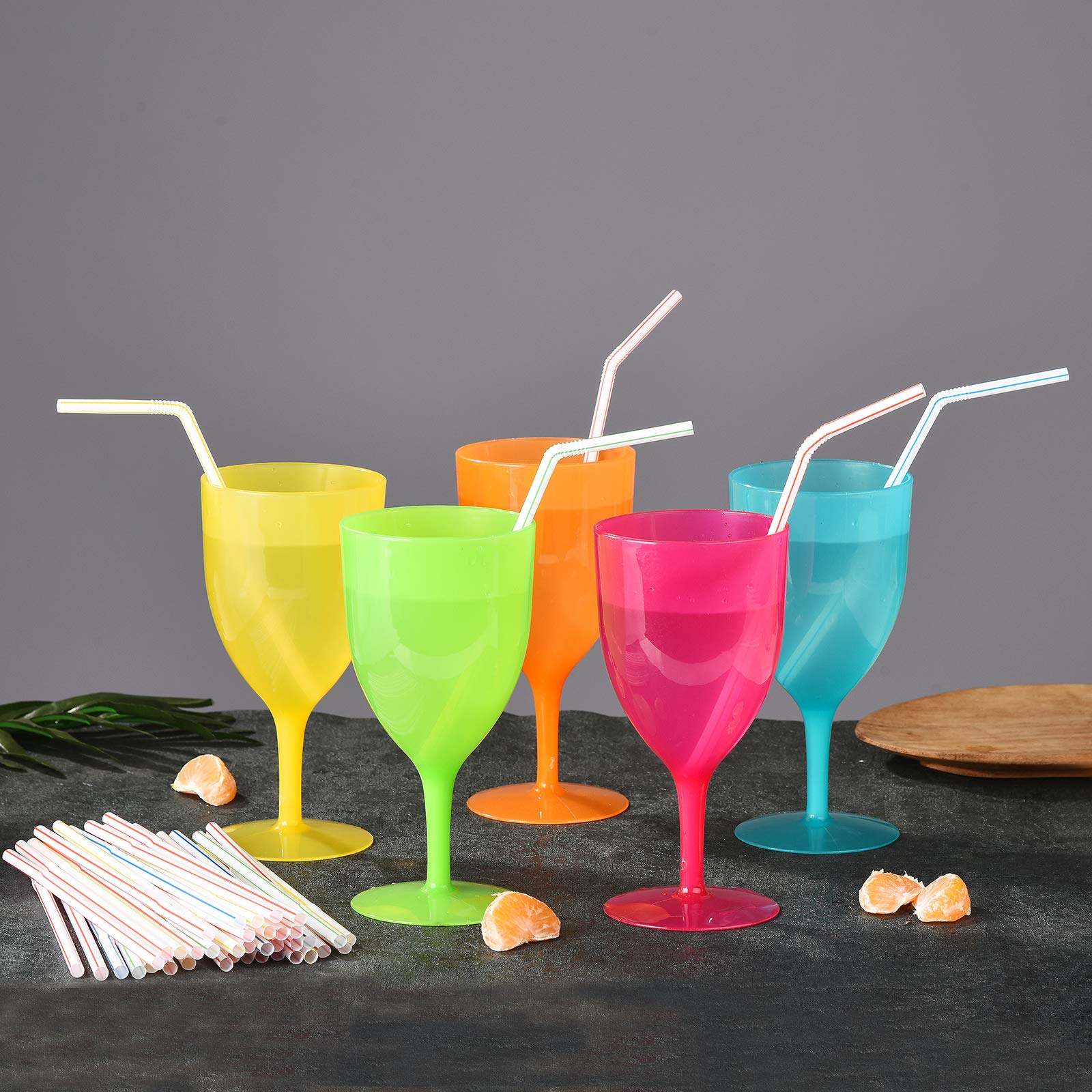 [500 CT] Striped Flexible Individually Wrapped Plastic Disposable Bendy Straws, 7.75" x 0.23"