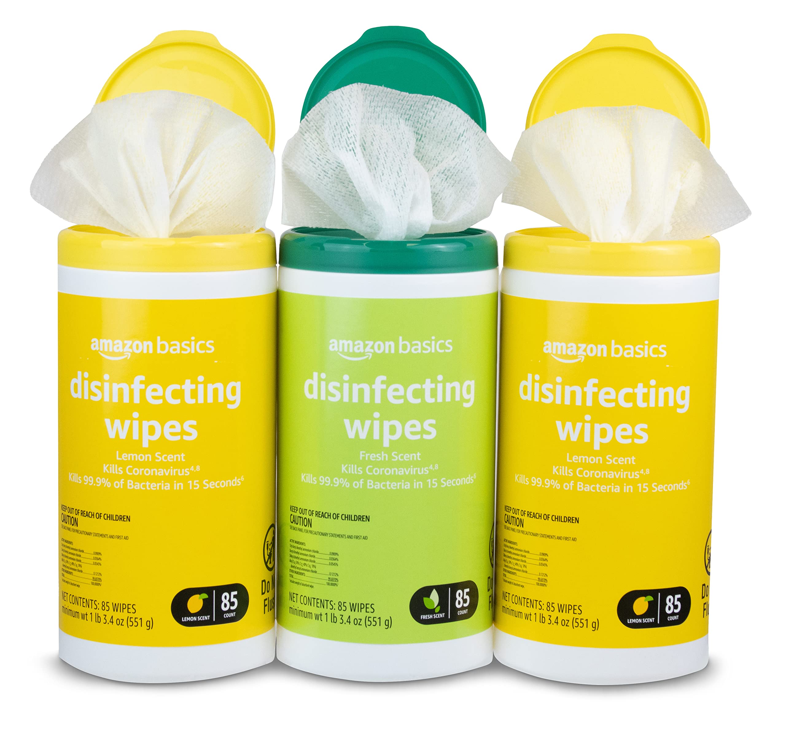 [3 or 4 Pack] Amazon Basics Disinfecting Wipes, for Sanitizing, Cleaning & Deodorizing