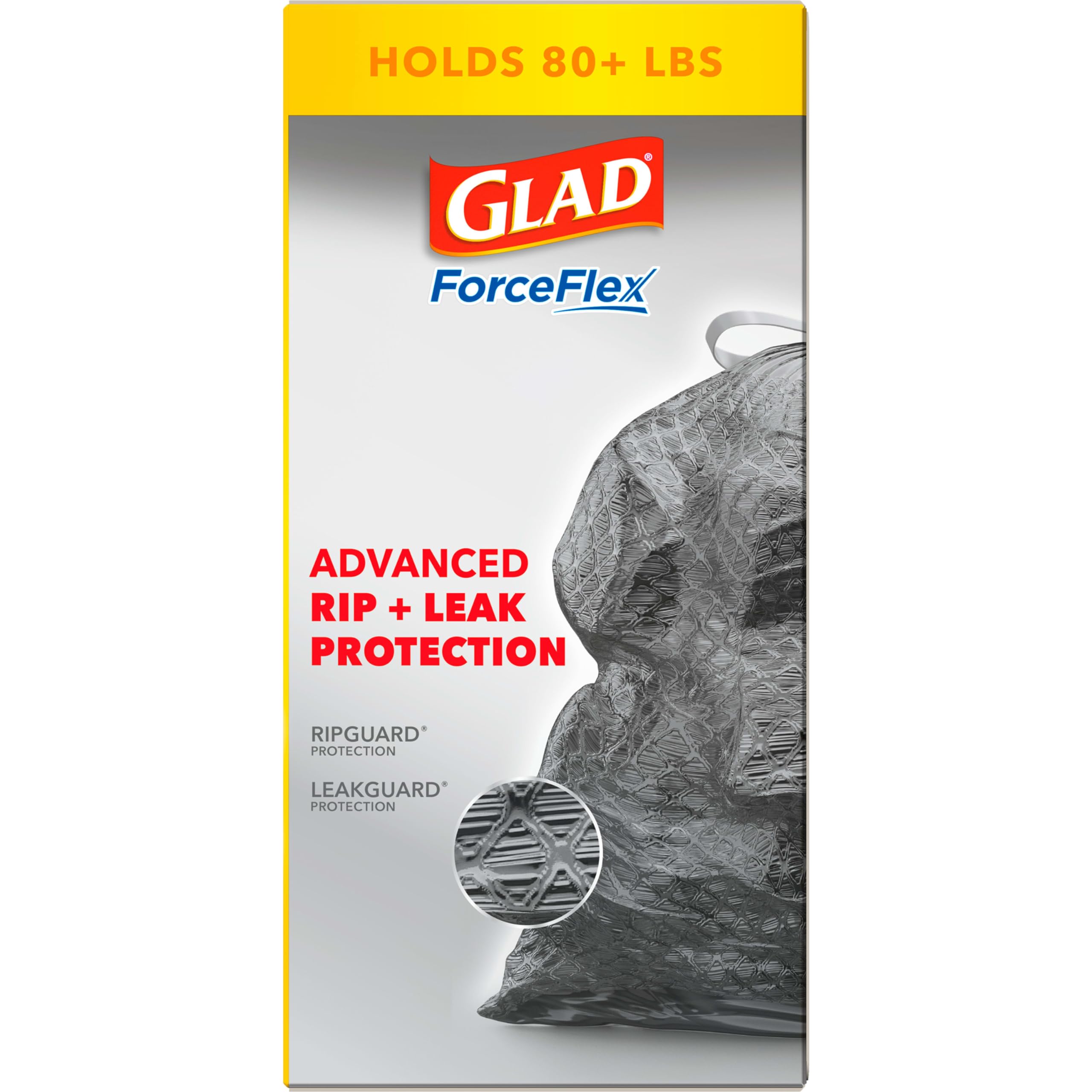 Glad Large Drawstring Trash Bags, ForceFlex 30 Gallon Black Trash Bags, 25/50/68 Count