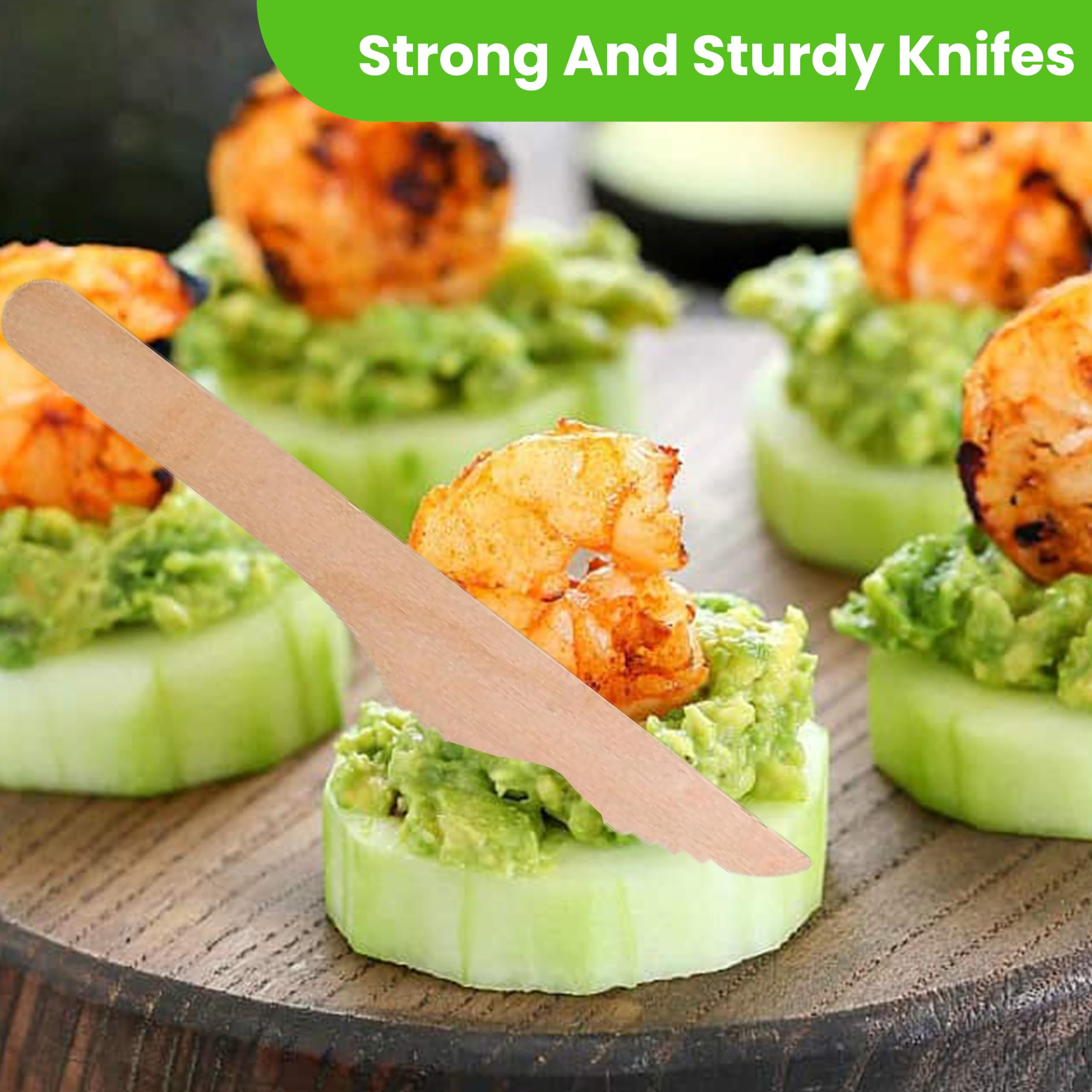 [100 CT] 6.25" Disposable Wooden Knifes