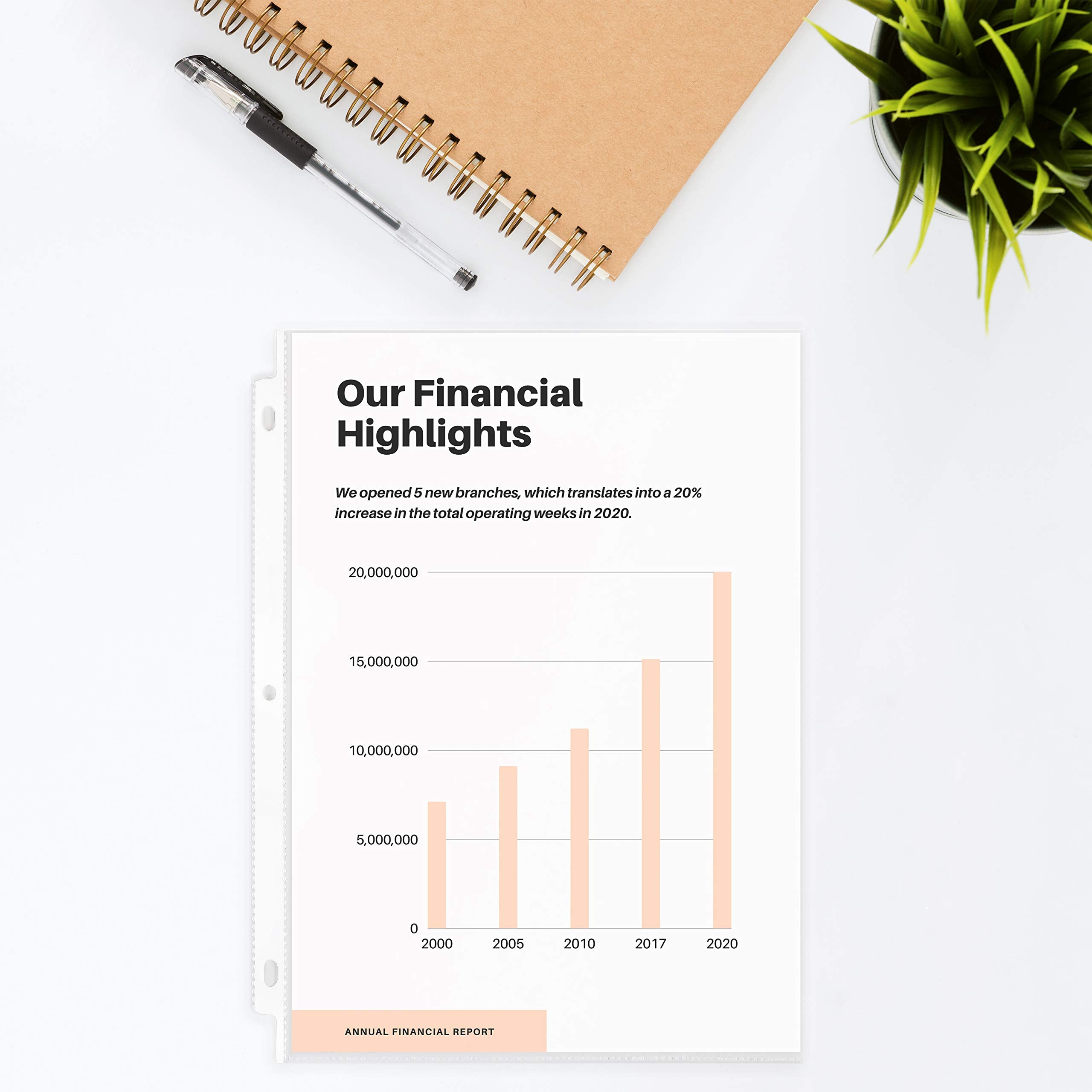 [500 Pack] Heavyweight Plastic Sheet Protector, 3 Ring Binder, 8.5" X 11" ,