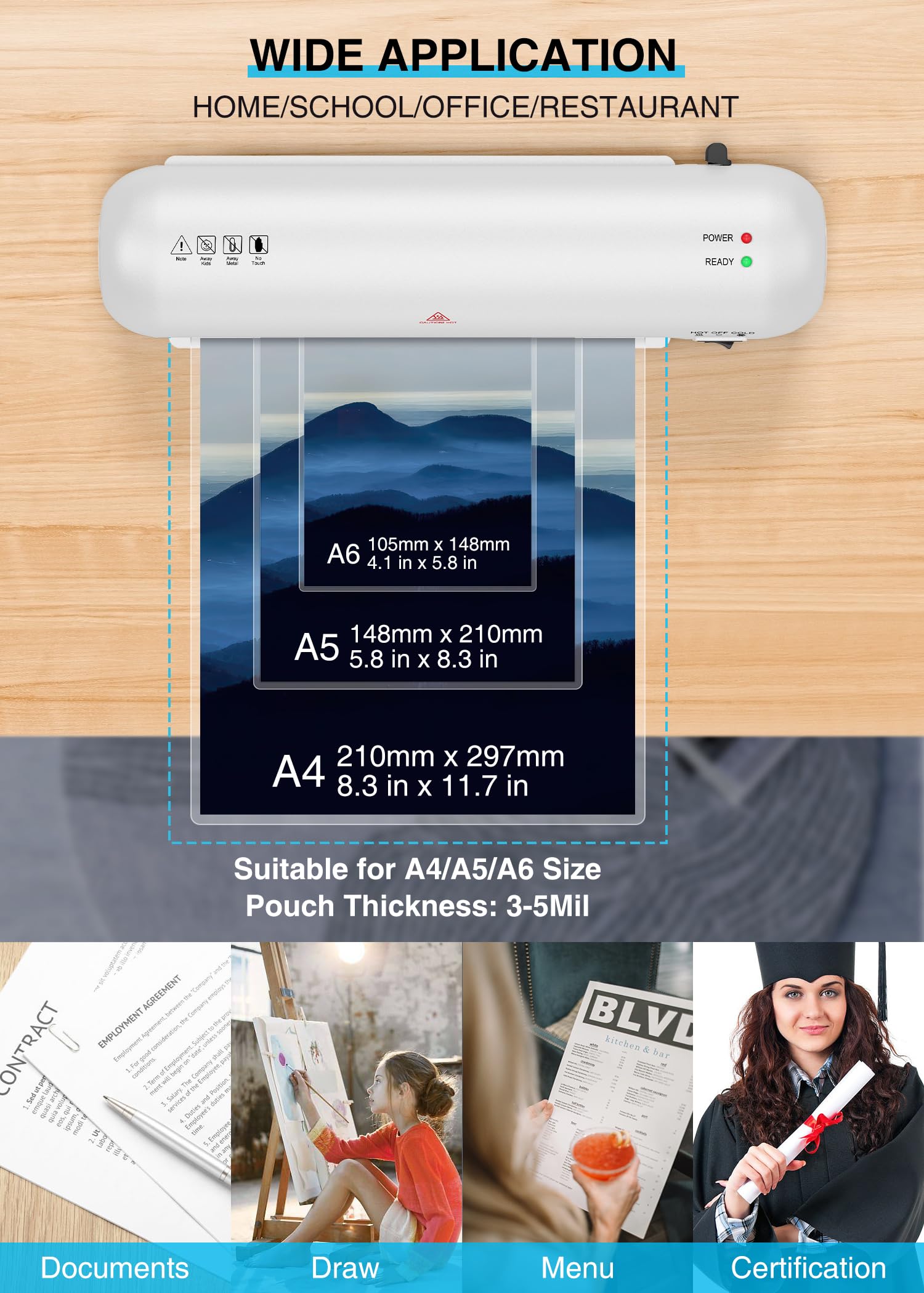 A4 Laminator Machine, 9 Inch with 6 in-1, Hot & Cold Laminator Kit with Laminating Sheets 30pcs