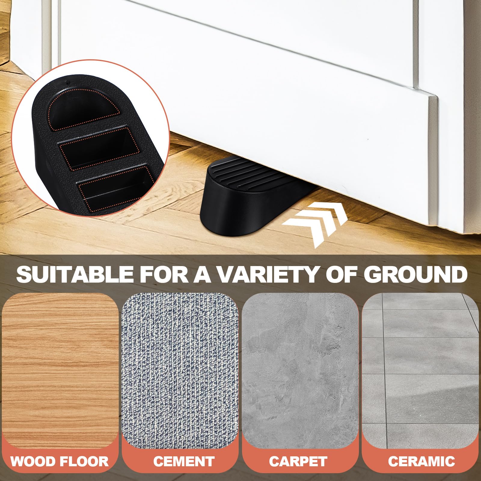 [4/6/8/16 Pack] Large Door Stoppers Heavy Duty Rubber Door Stop