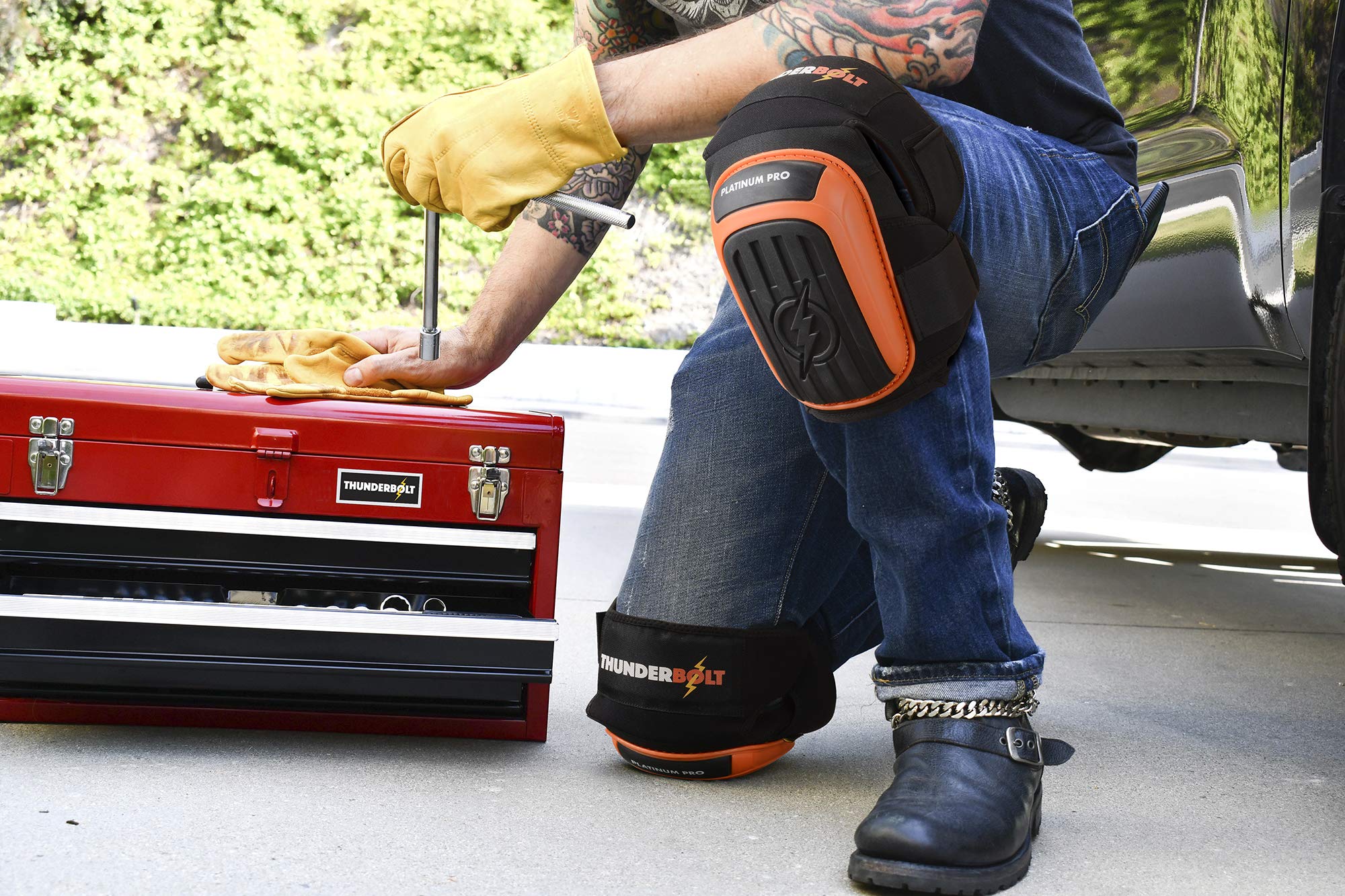 [1 Pair] Construction Gel Knee Pads with Adjustable Non-Slip Straps