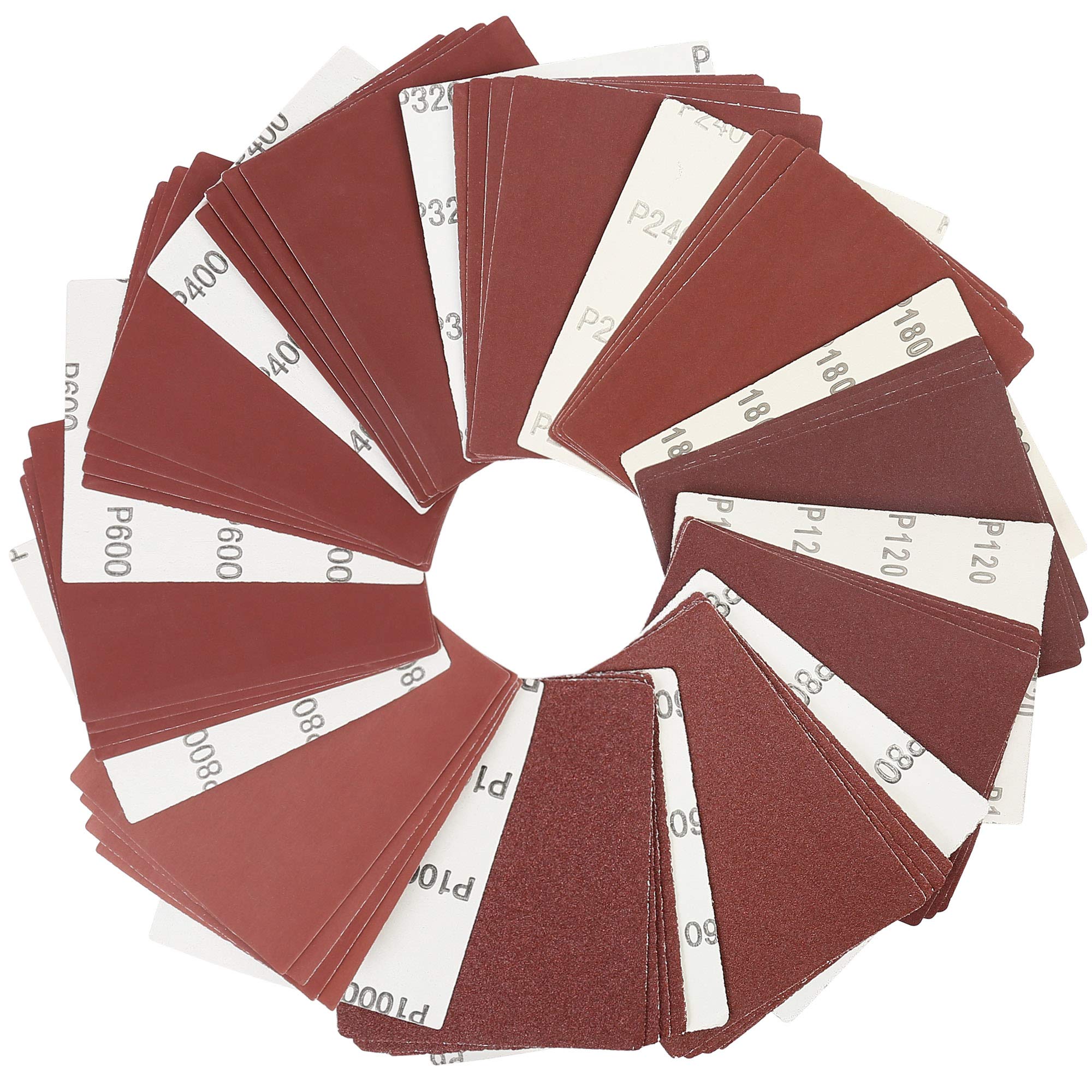 1/4 Sheet Sandpaper for Palm Sander, 50PCS, Plain Backing Sand Paper, 5.5”x 4.5”